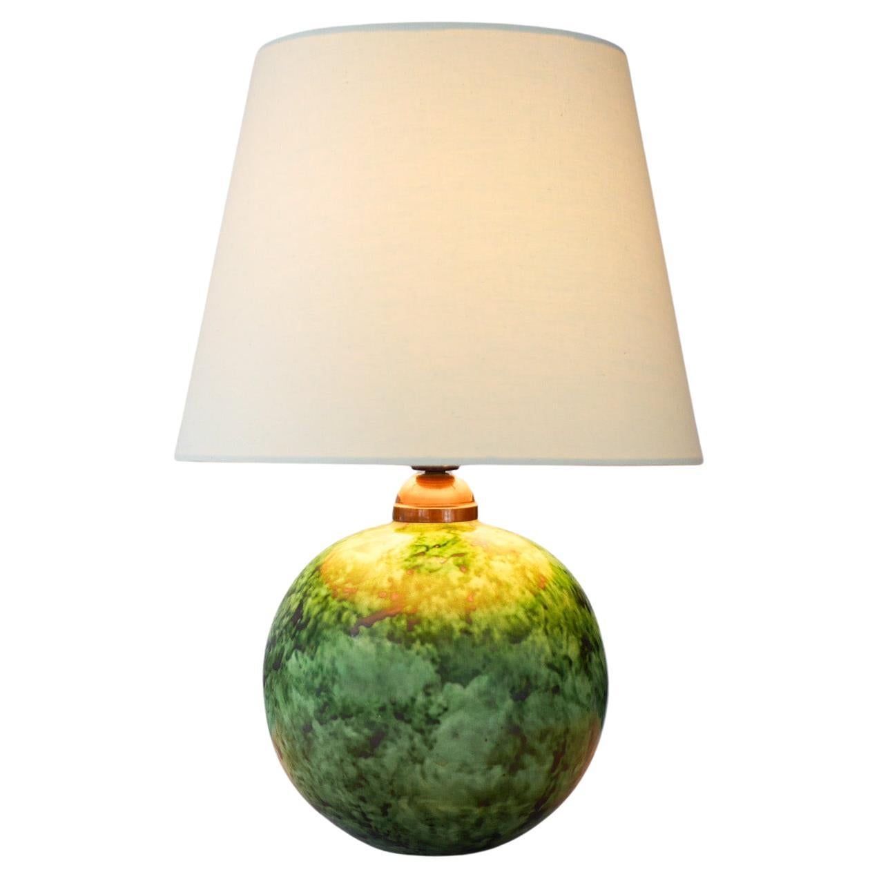 Scandinavian 1930s Art Deco Pottery Table Lamp by Erik Mornils for Nittsjö