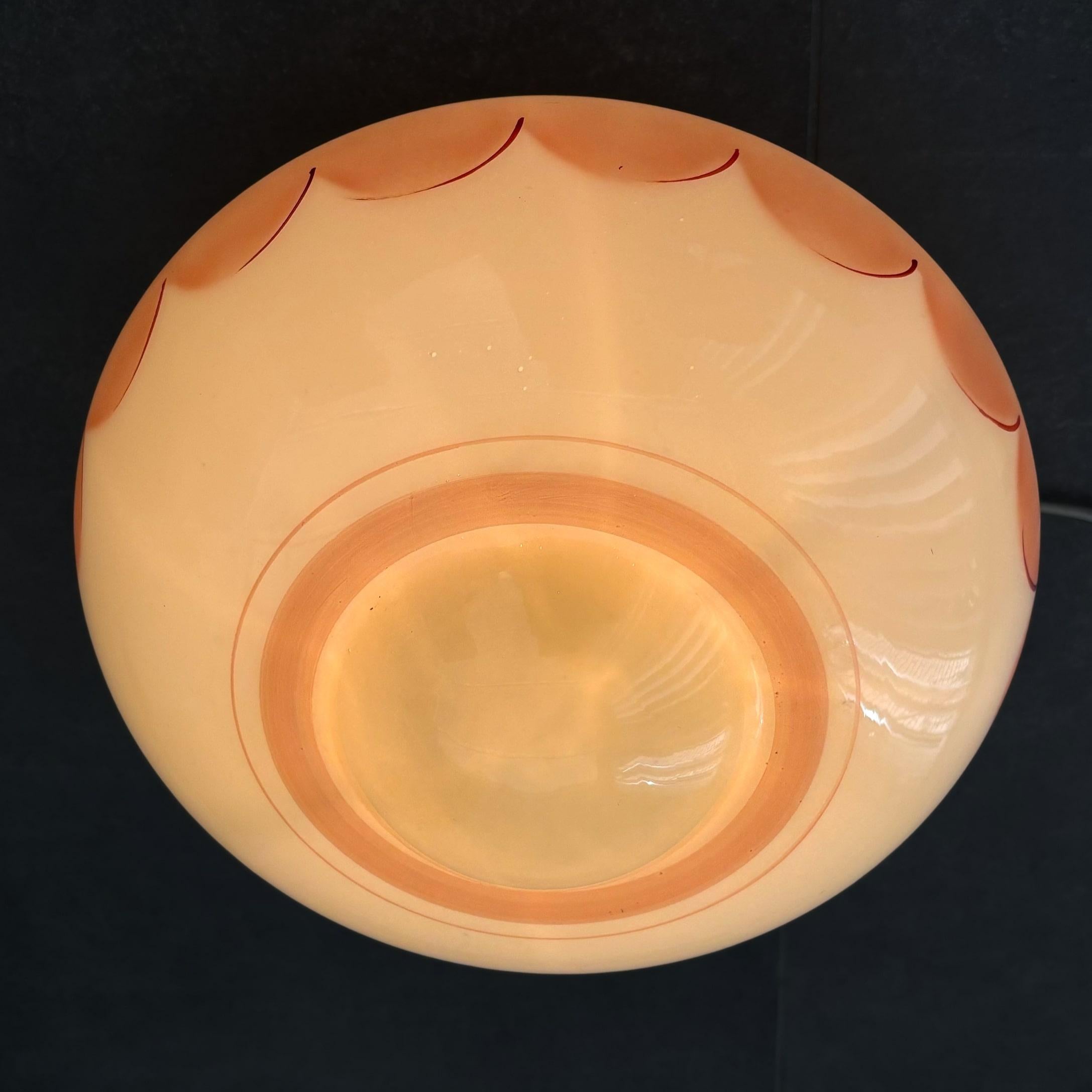 Scandinavian 1930s flush mount ceiling lamp, glass & chrome, Sweden, 1930s In Good Condition For Sale In Forserum, SE