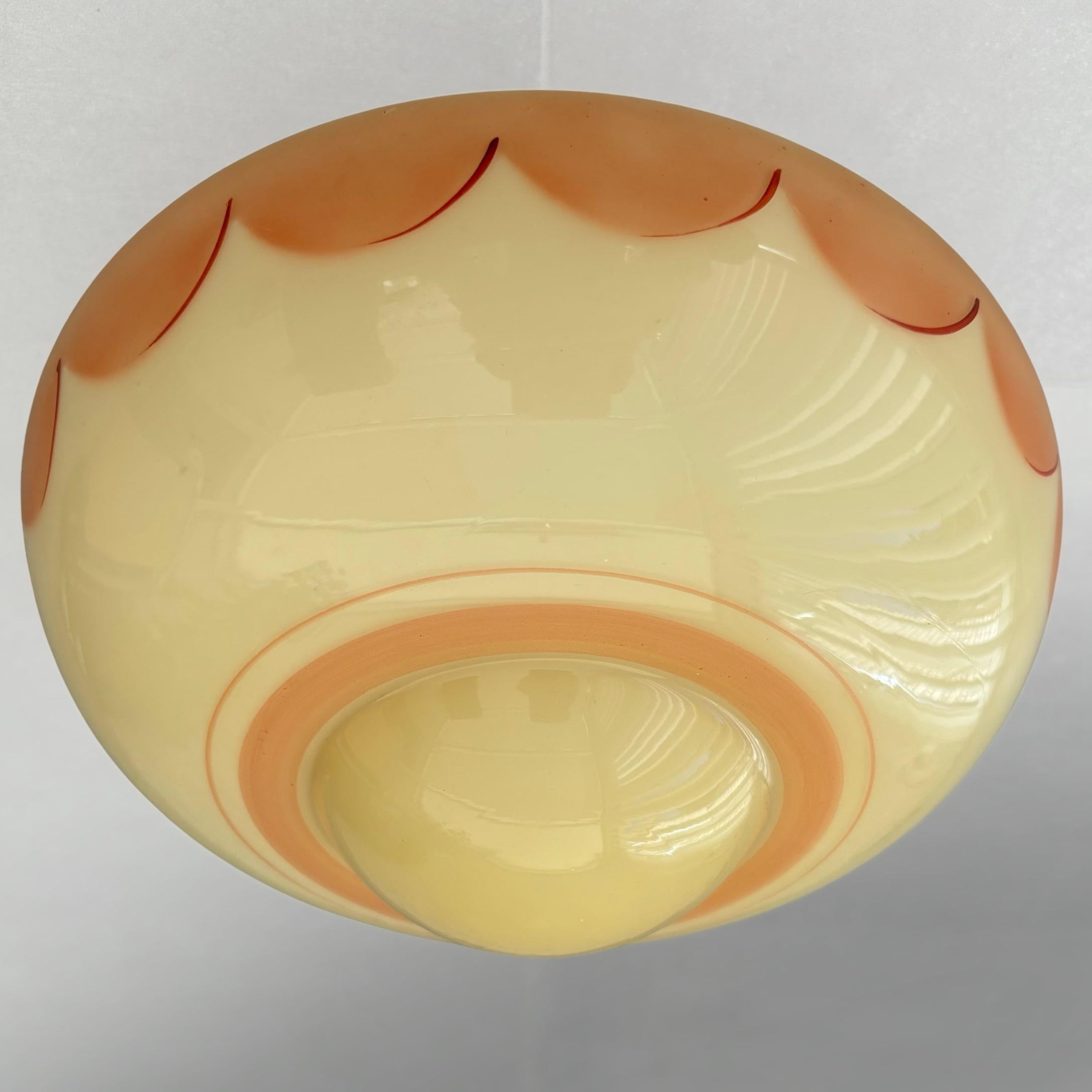 Mid-20th Century Scandinavian 1930s flush mount ceiling lamp, glass & chrome, Sweden, 1930s For Sale