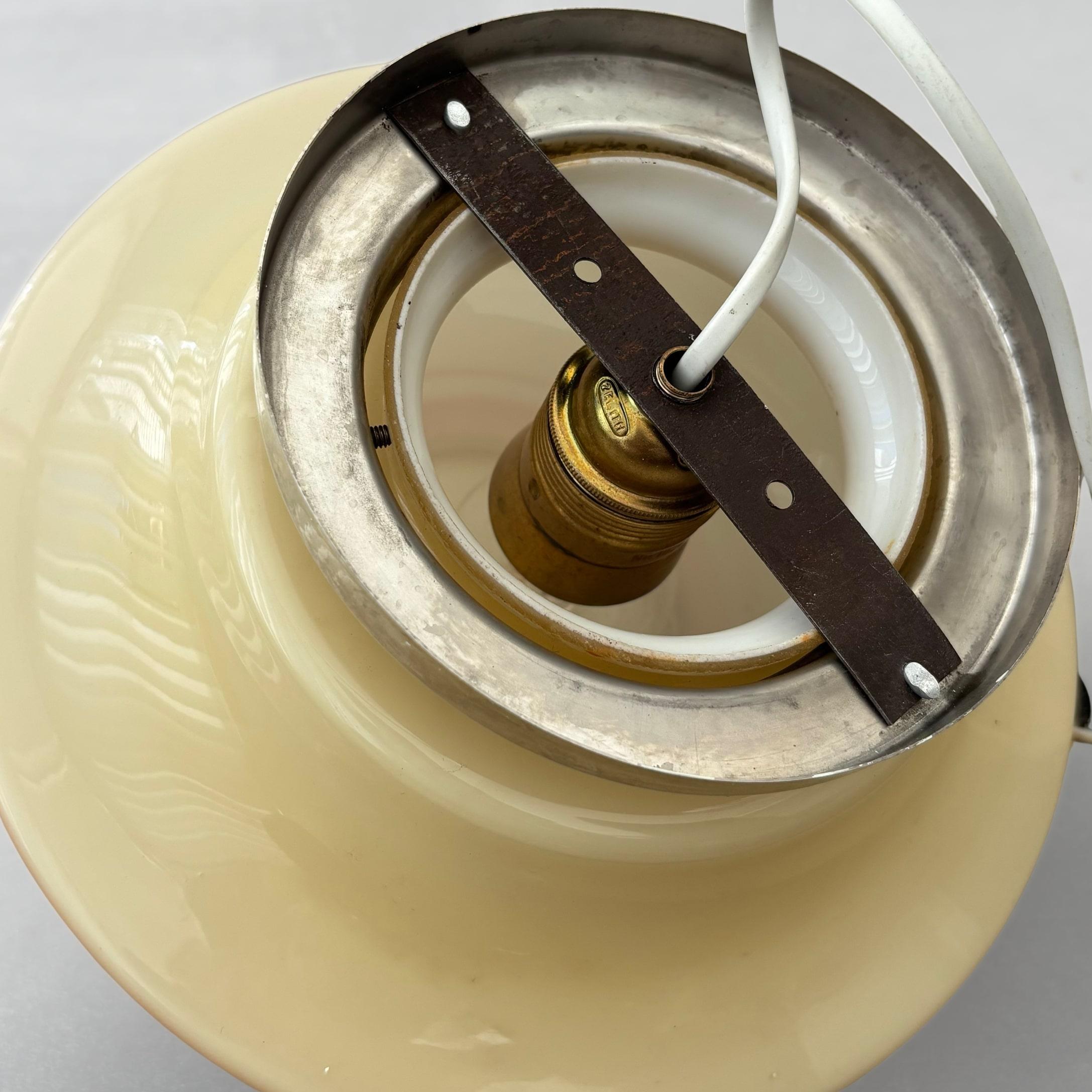Scandinavian 1930s flush mount ceiling lamp, glass & chrome, Sweden, 1930s For Sale 2