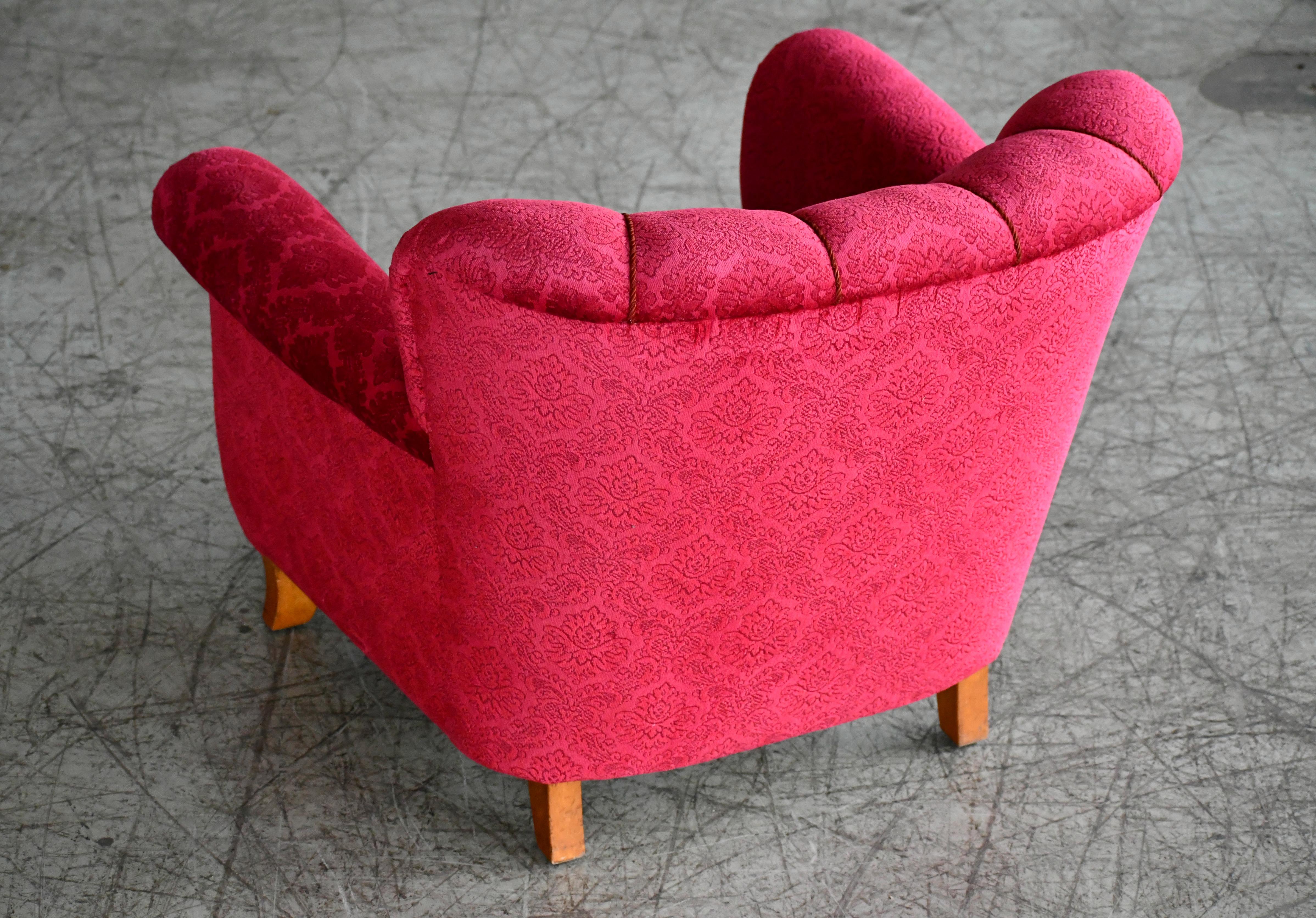 Scandinavian 1940s Club or Lounge Chairs in Red Velvet Style of Carl-Johan Boman 2