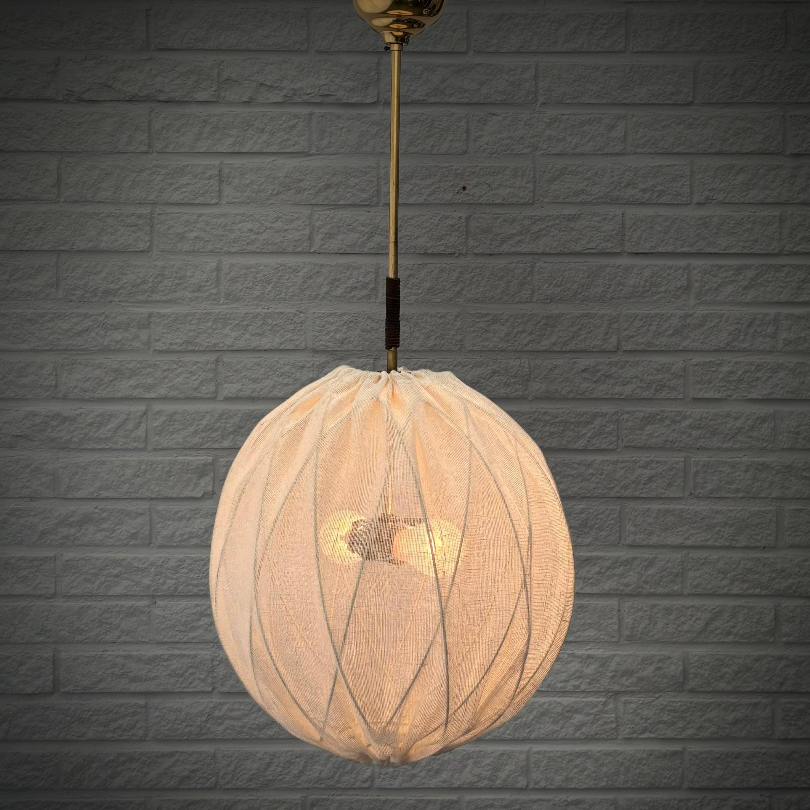 Scandinavian Modern Scandinavian 1940s globe pendant lamp attributed to Tore Ahlsén, Sweden, 1950s For Sale