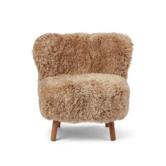 Scandinavian 1940s Sheepskin Lounge Chair, Made in Denmark