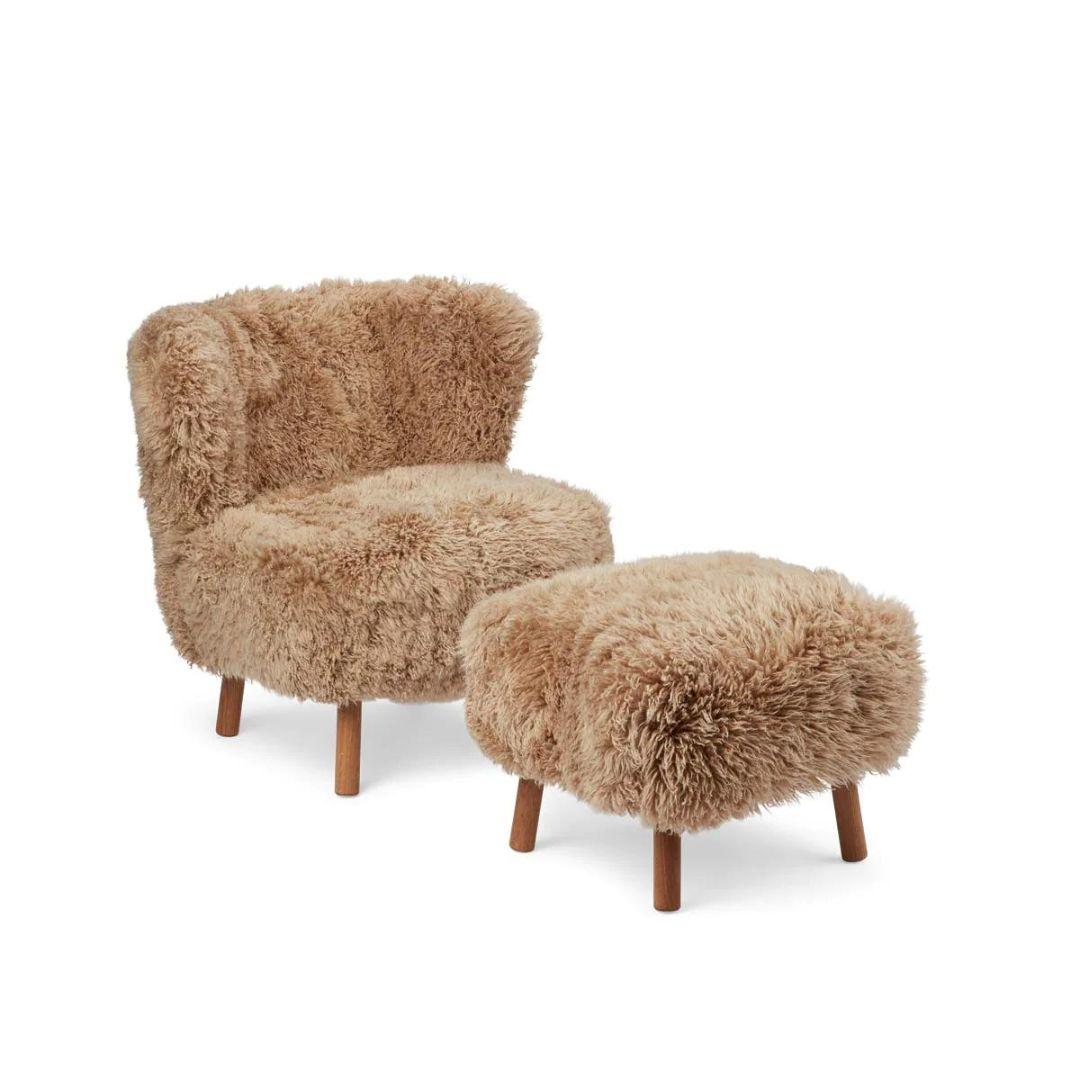Mid-Century moderno Sedia da salotto scandinava in pelle di pecora degli anni '40, Made in Denmark in vendita