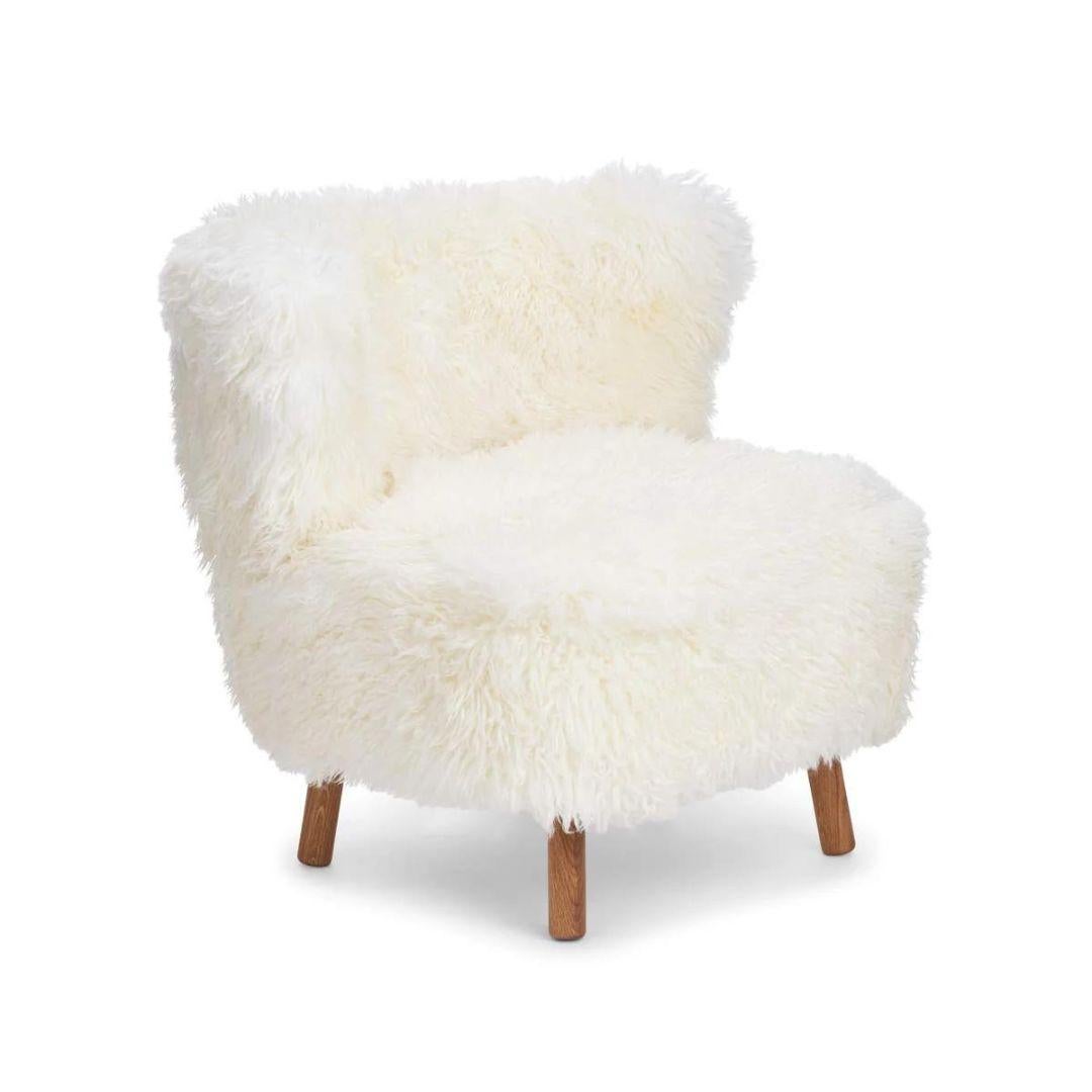 Montone Sedia da salotto scandinava in pelle di pecora degli anni '40, Made in Denmark in vendita