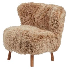 Scandinavian 1940s Sheepskin Lounge Chair, Made in Denmark
