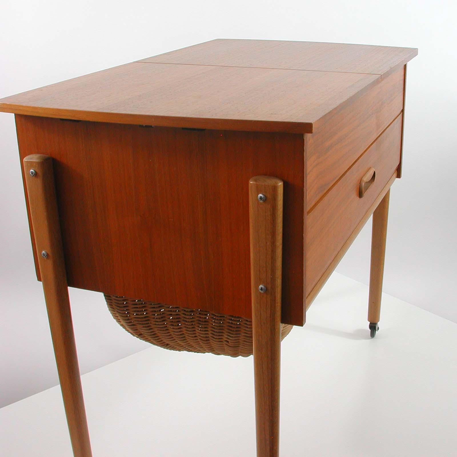 Scandinavian 1950s Teak Sewing Table Cabinet 5