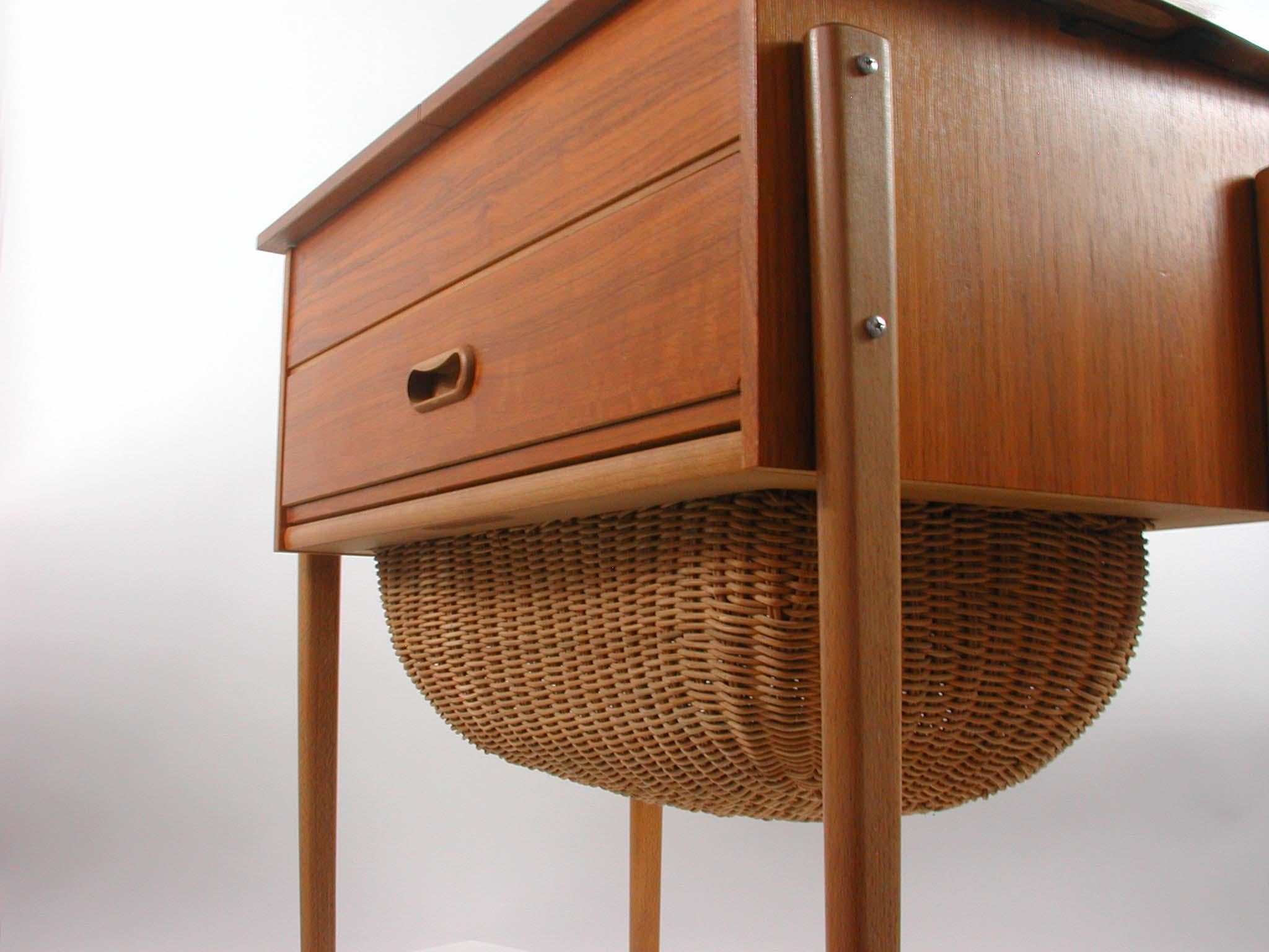 Scandinavian 1950s Teak Sewing Table Cabinet 6