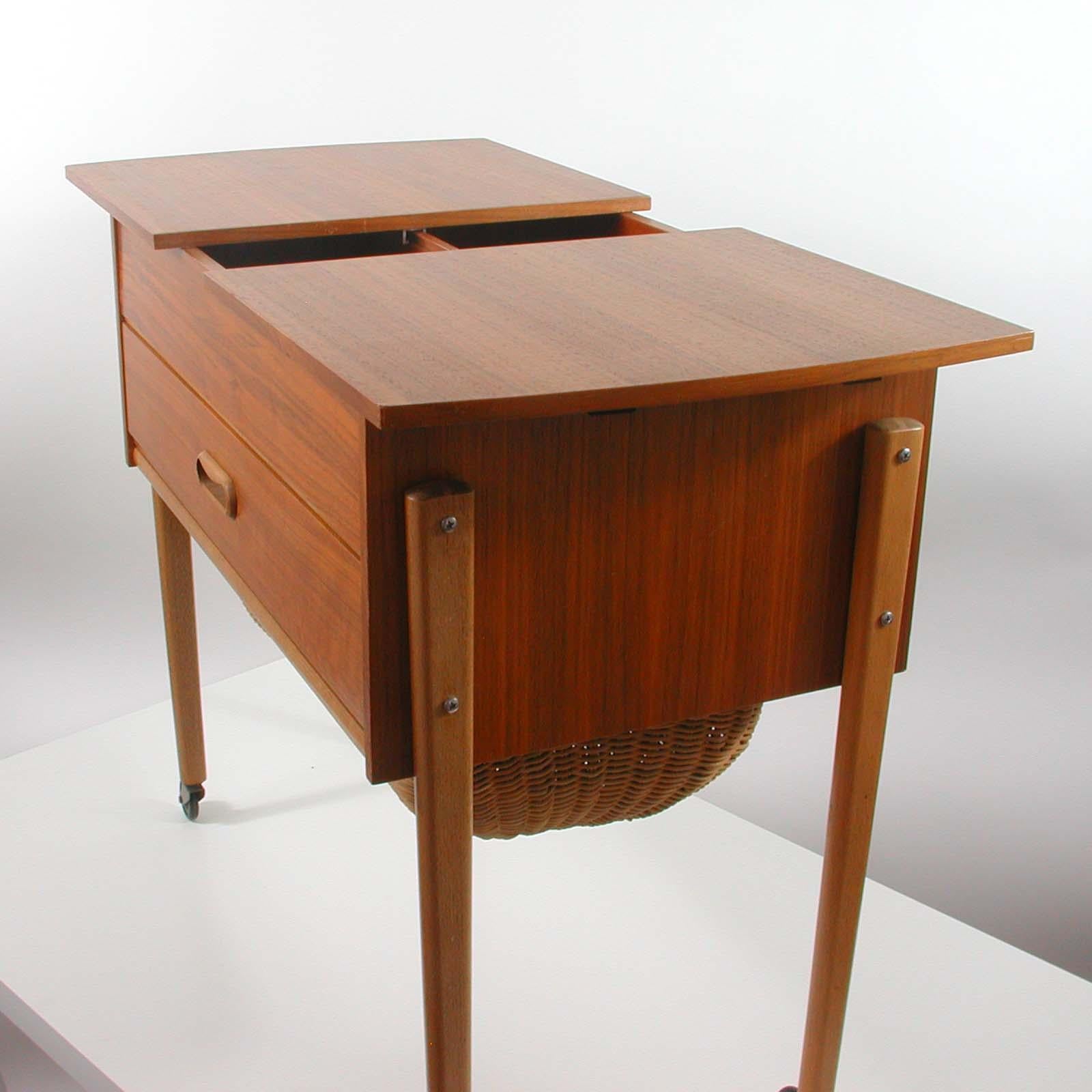 Scandinavian 1950s Teak Sewing Table Cabinet 9