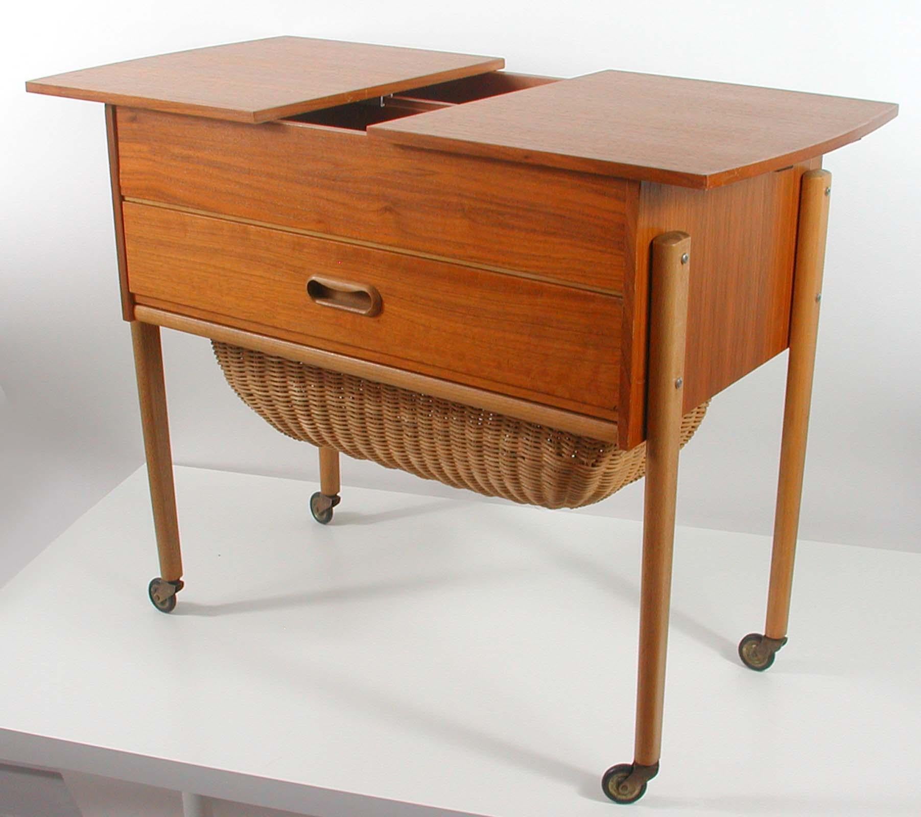 Scandinavian 1950s Teak Sewing Table Cabinet 11