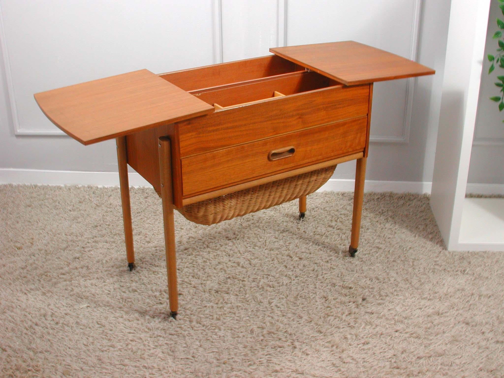 Scandinavian 1950s Teak Sewing Table Cabinet 14