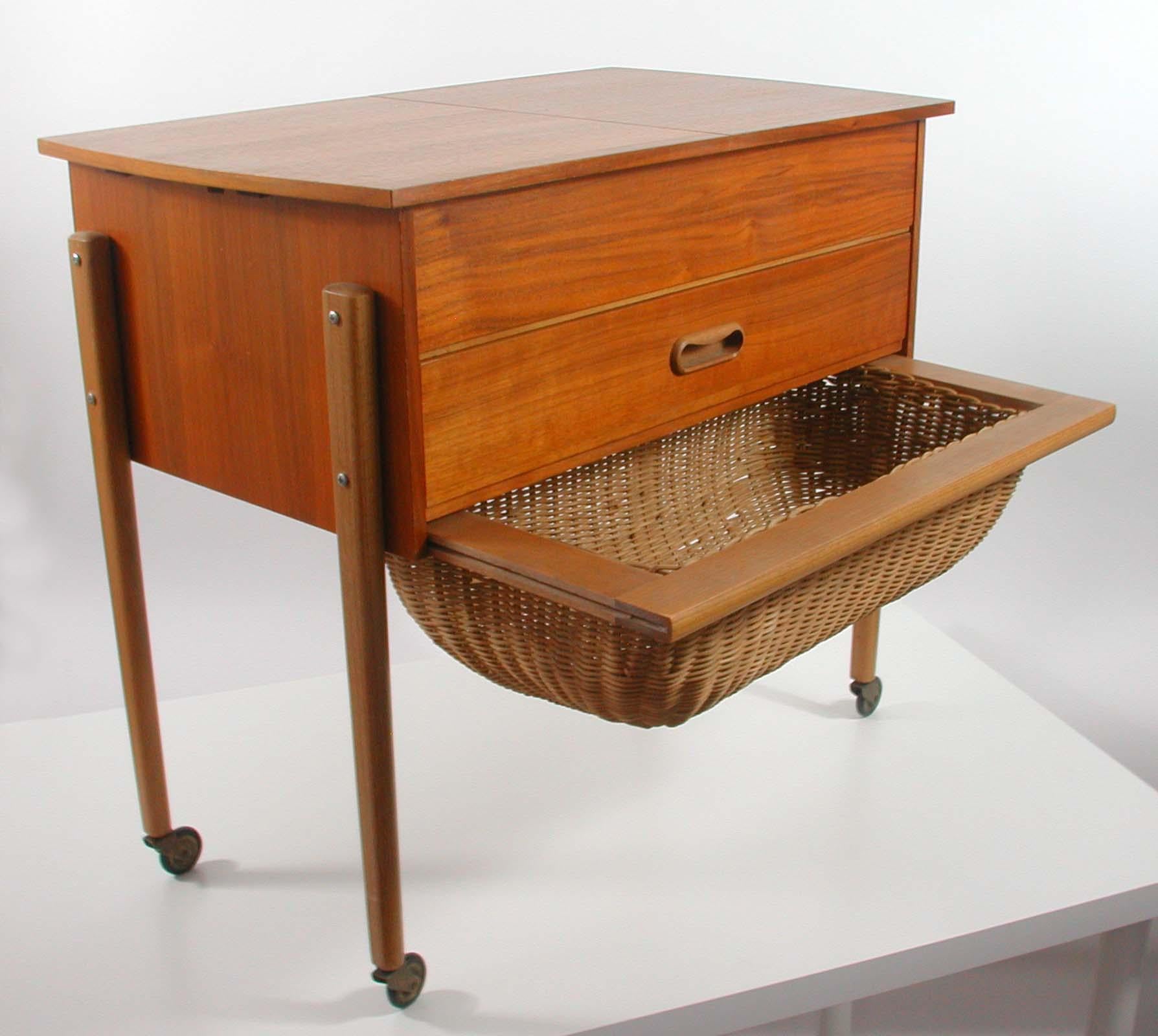 Mid-20th Century Scandinavian 1950s Teak Sewing Table Cabinet