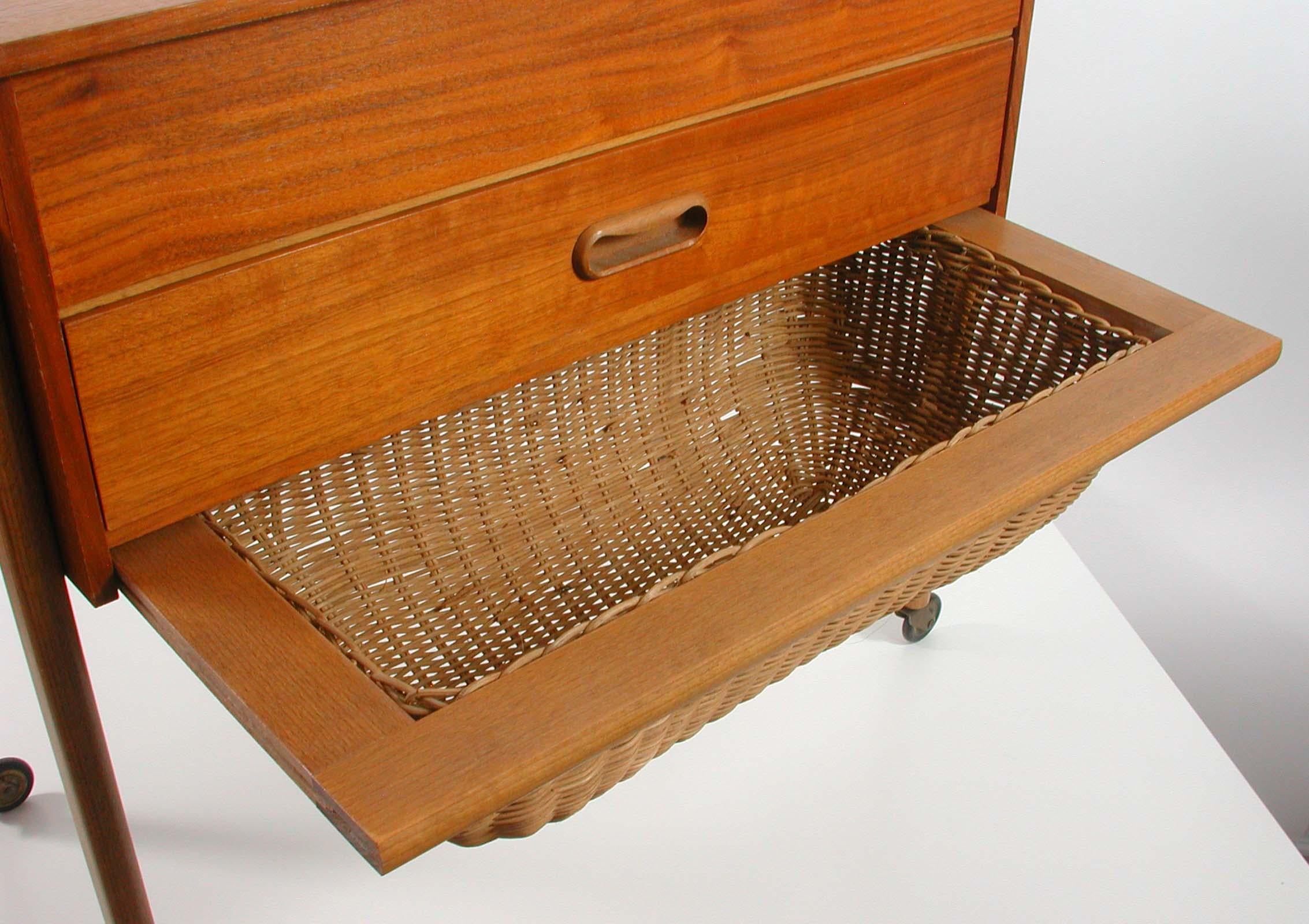 Scandinavian 1950s Teak Sewing Table Cabinet 1