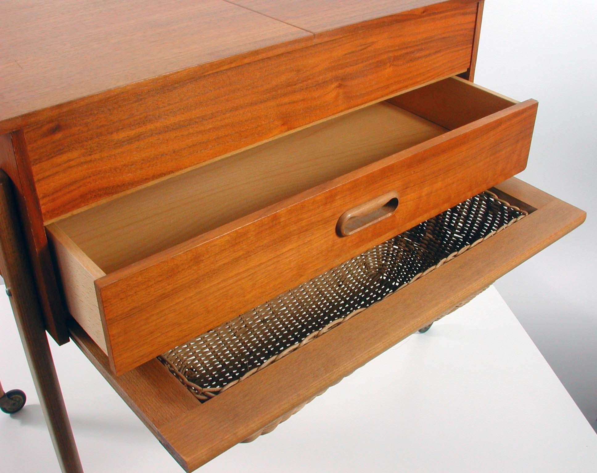 Scandinavian 1950s Teak Sewing Table Cabinet 2