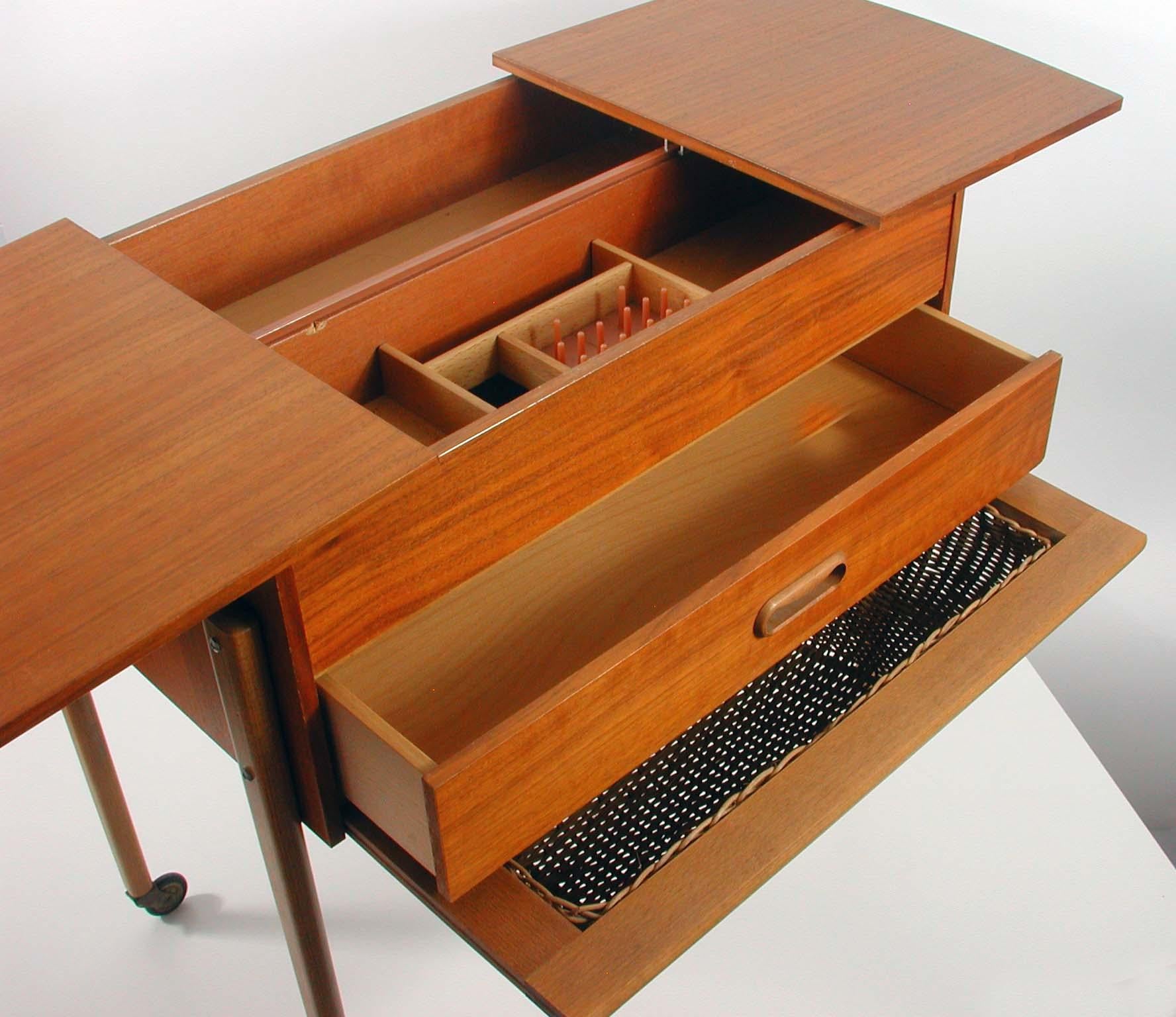 Scandinavian 1950s Teak Sewing Table Cabinet 3