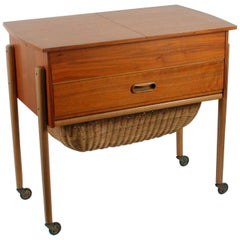 Retro Scandinavian 1950s Teak Sewing Table Cabinet