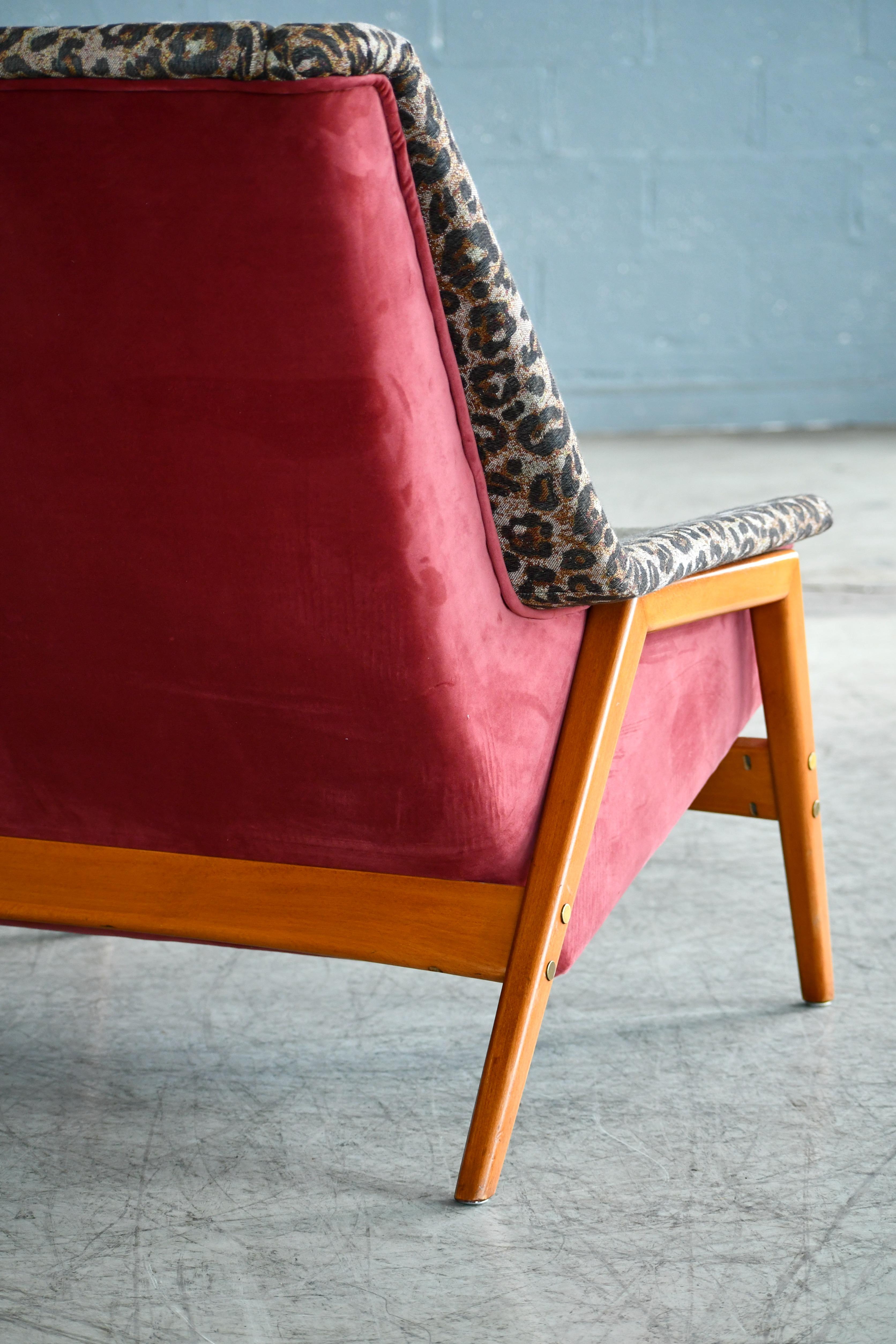 Scandinavian 1960s DUX Lounge Chair Covered in Jungle Love Fabric by Hermès 5