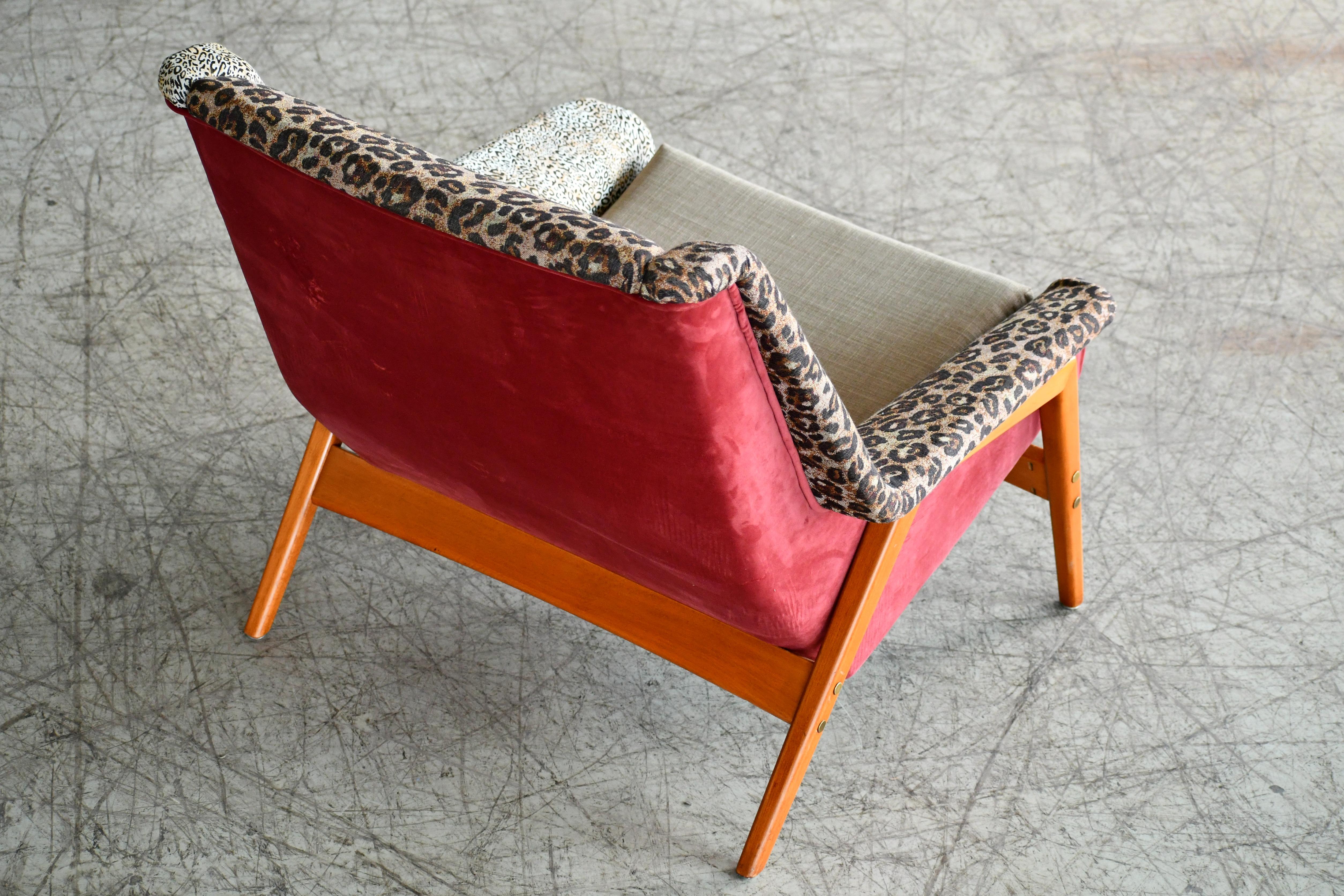 Scandinavian 1960s DUX Lounge Chair Covered in Jungle Love Fabric by Hermès 6