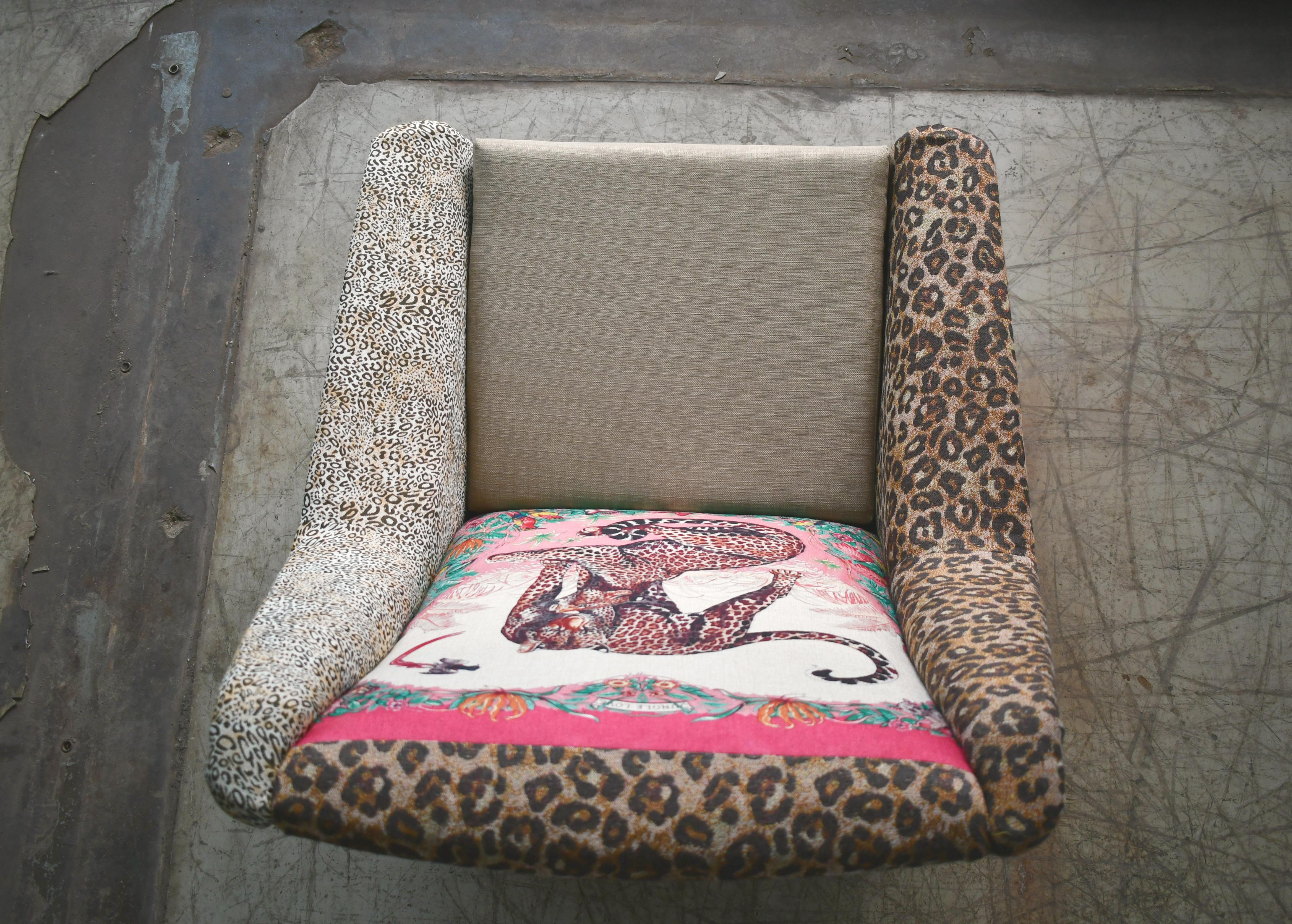 Scandinavian 1960s DUX Lounge Chair Covered in Jungle Love Fabric by Hermès 9