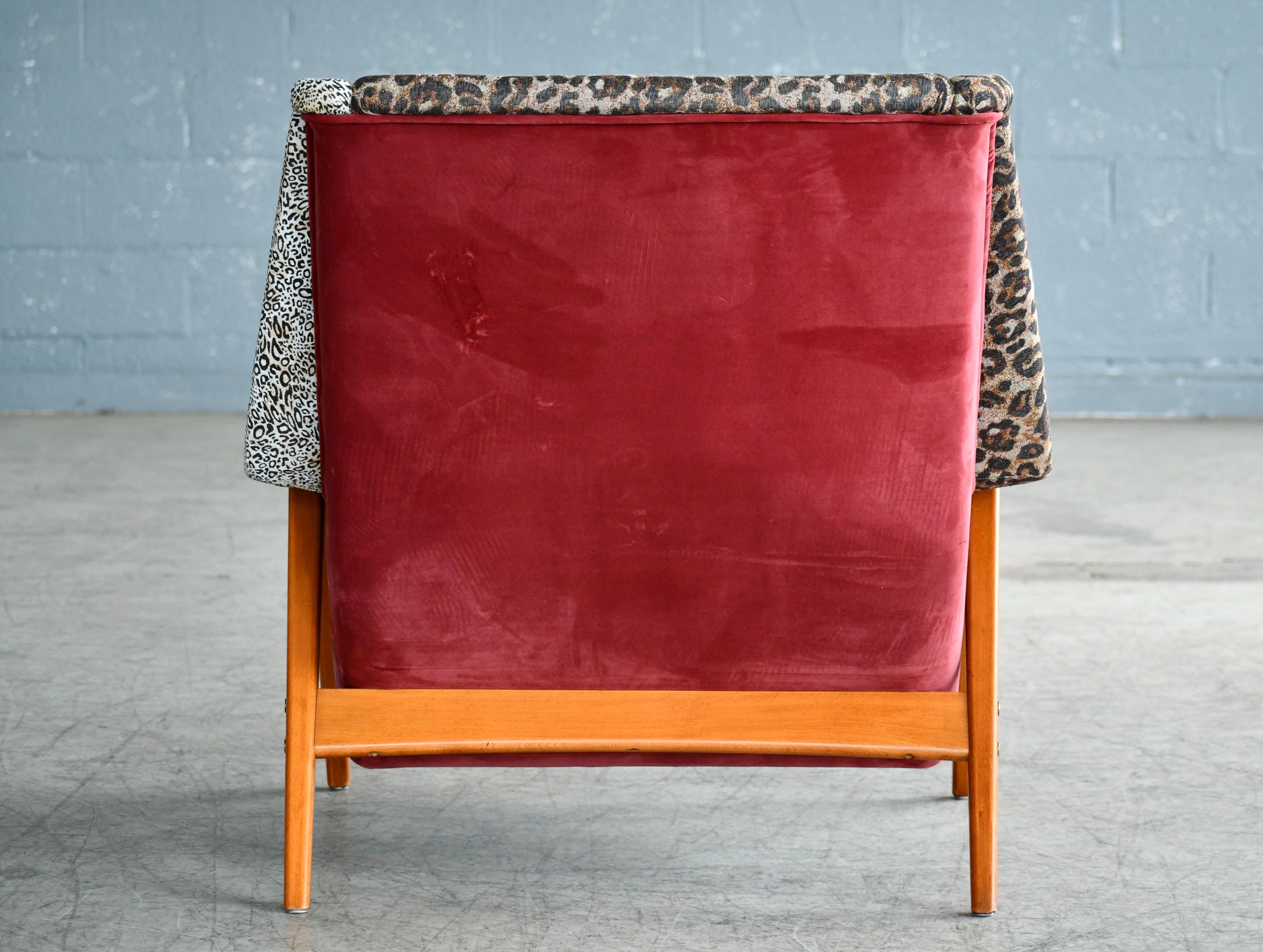 Scandinavian 1960s DUX Lounge Chair Covered in Jungle Love Fabric by Hermès 10