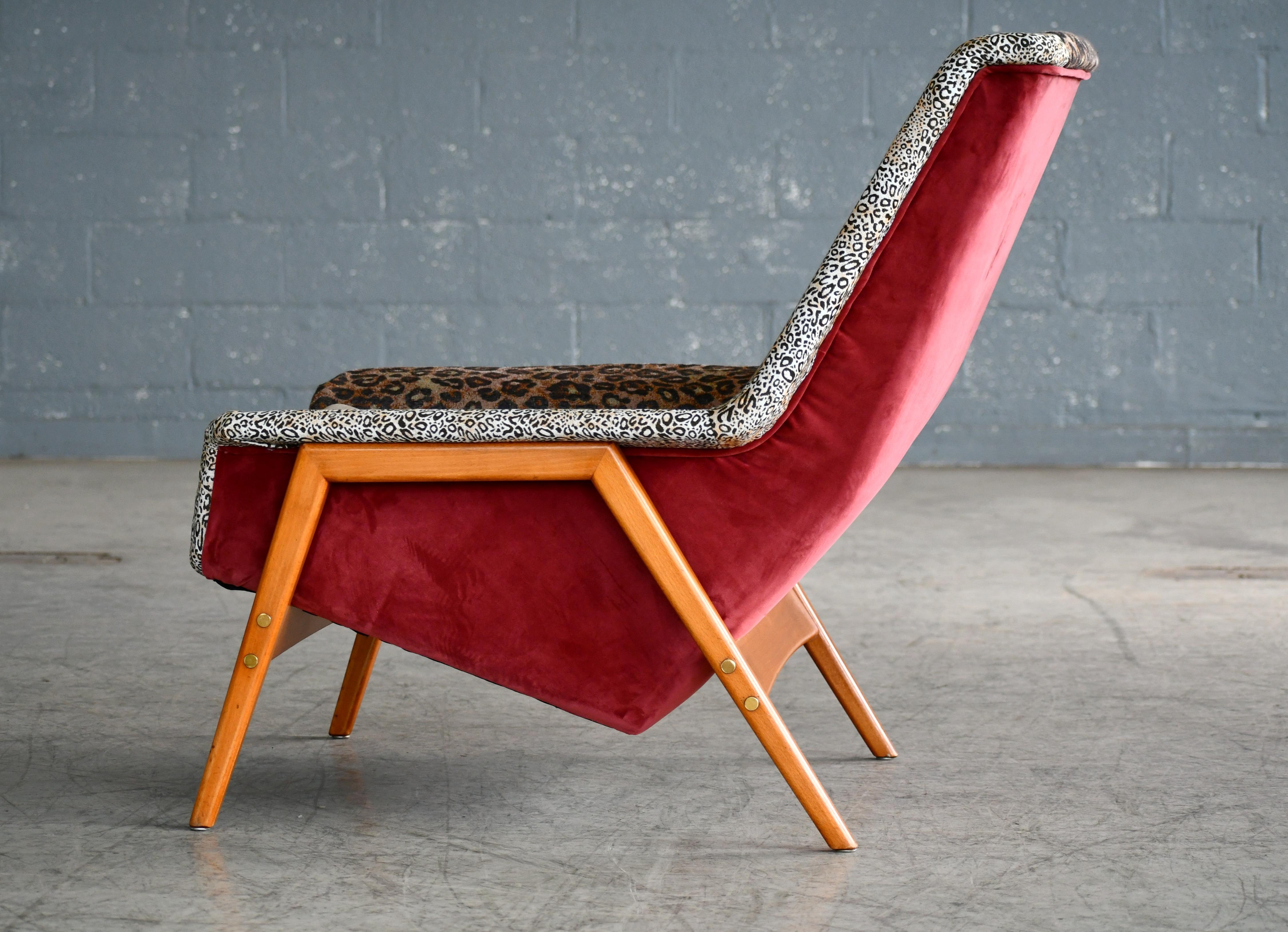 Scandinavian 1960s DUX Lounge Chair Covered in Jungle Love Fabric by Hermès In Excellent Condition In Bridgeport, CT