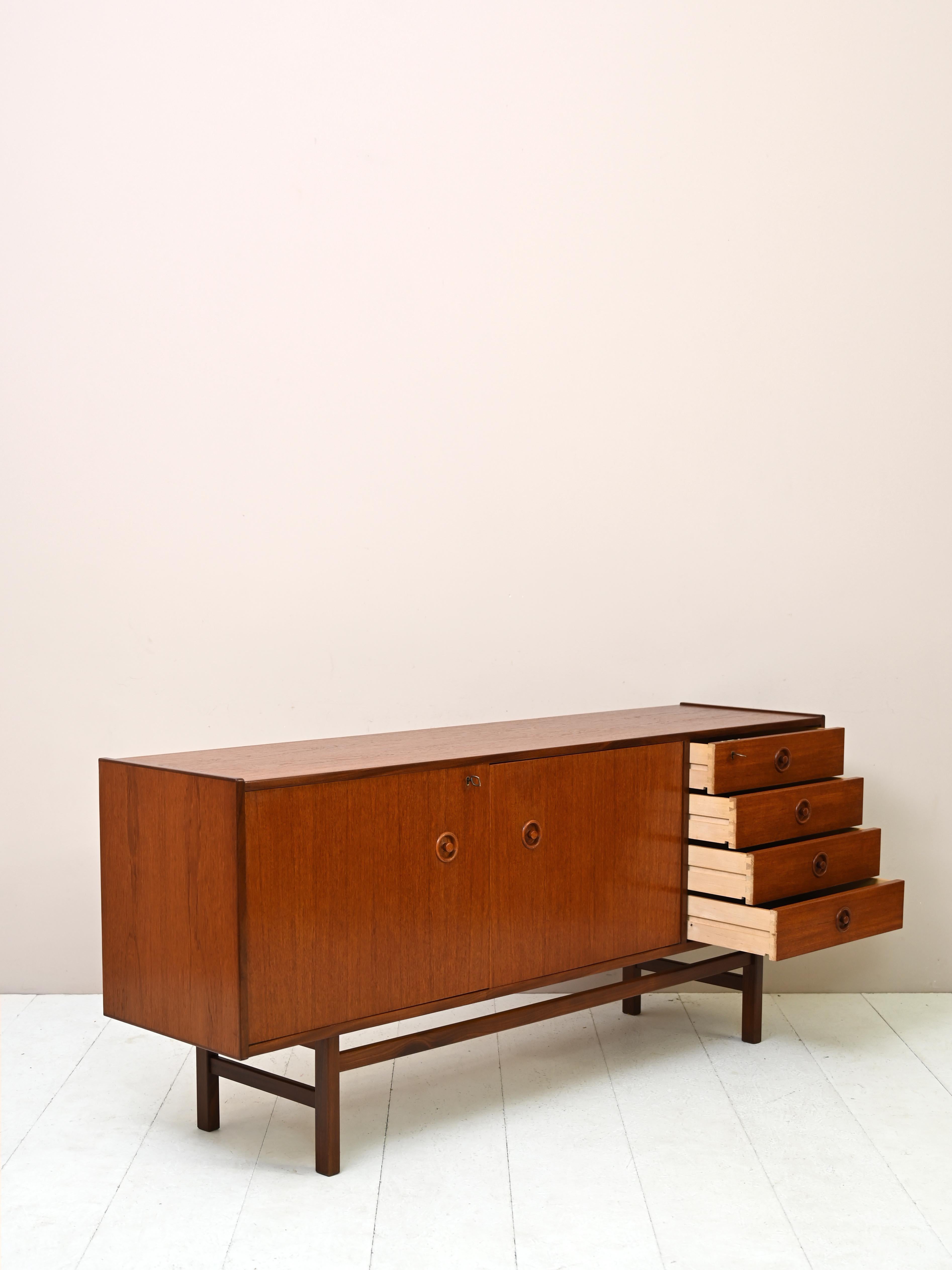 Mid-20th Century Scandinavian 1960s Sideboard with Side Drawers