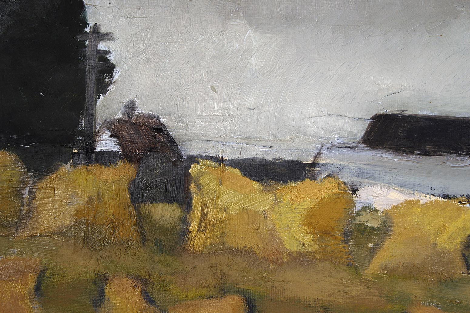 Hand-Painted Scandinavian 1960s Swedish Impressionist Painting of Haystacks on canvas Nilsson