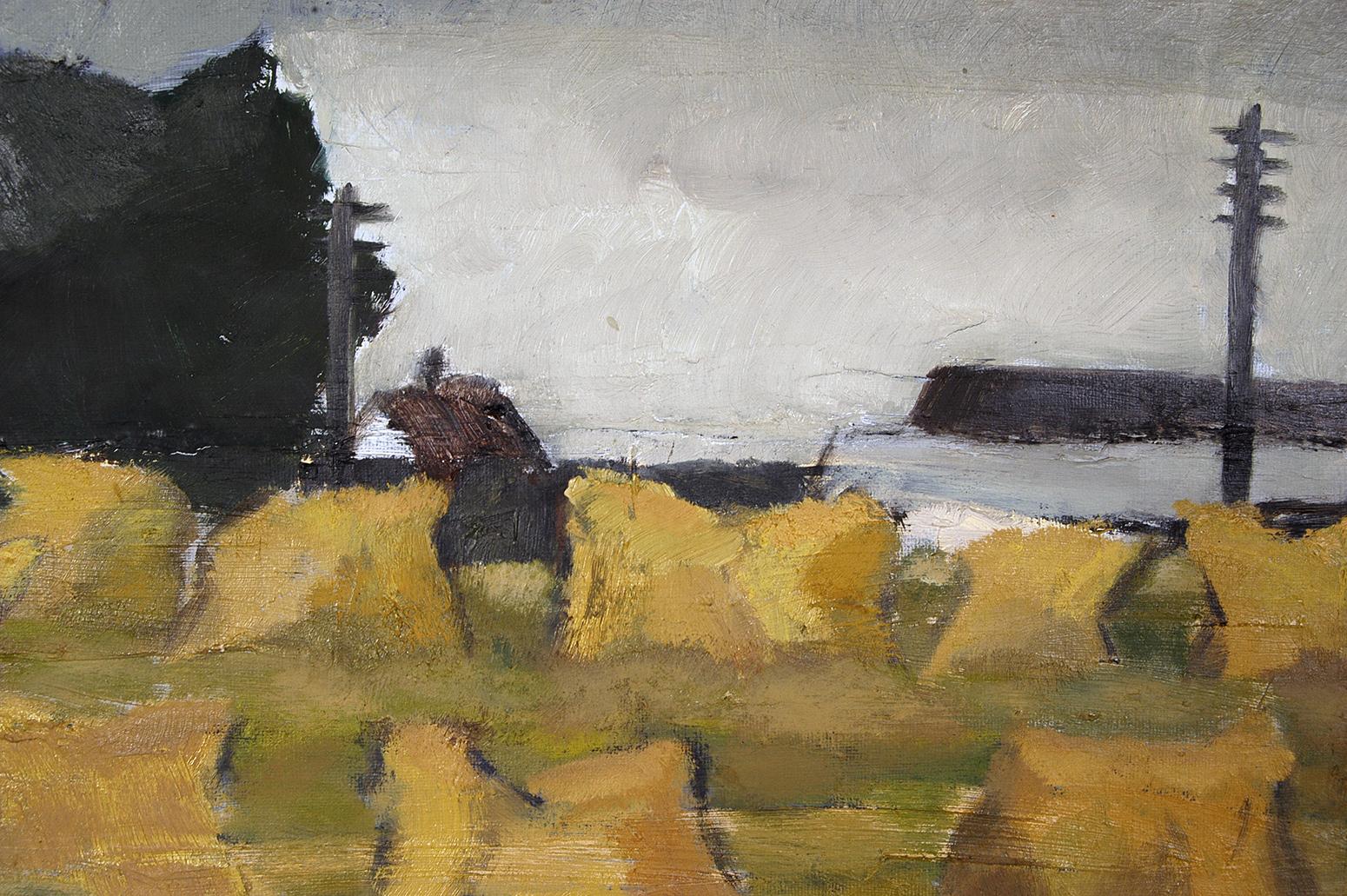 Scandinavian 1960s Swedish Impressionist Painting of Haystacks on canvas Nilsson In Good Condition In Sherborne, Dorset