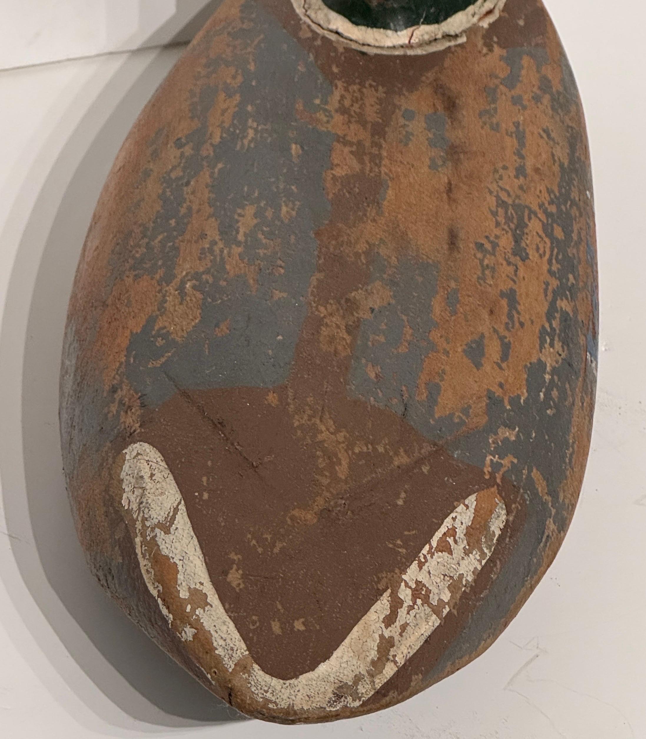 Señuelo de pato escandinavo del siglo XIX de arte popular tallado a mano 6