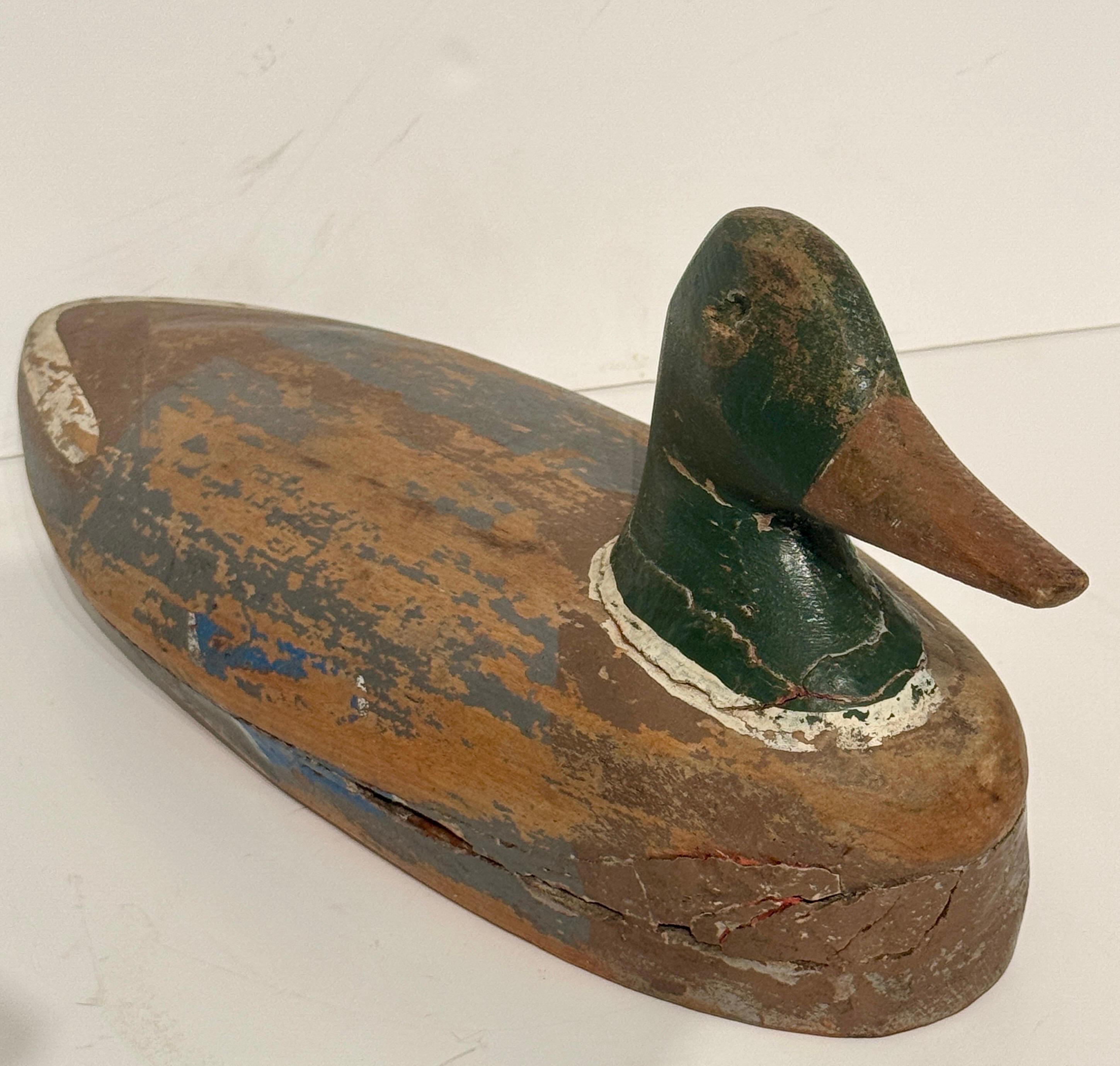 Señuelo de pato escandinavo del siglo XIX de arte popular tallado a mano 8