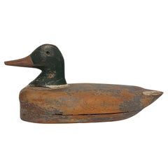 Scandinavian 19th Century Hand-Carved Folk Art Duck Decoy