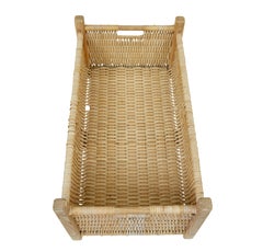 Cestino scandinavo in pino intrecciato a mano del XIX secolo