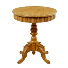 Scandinavian 19th century solid birch oval side table