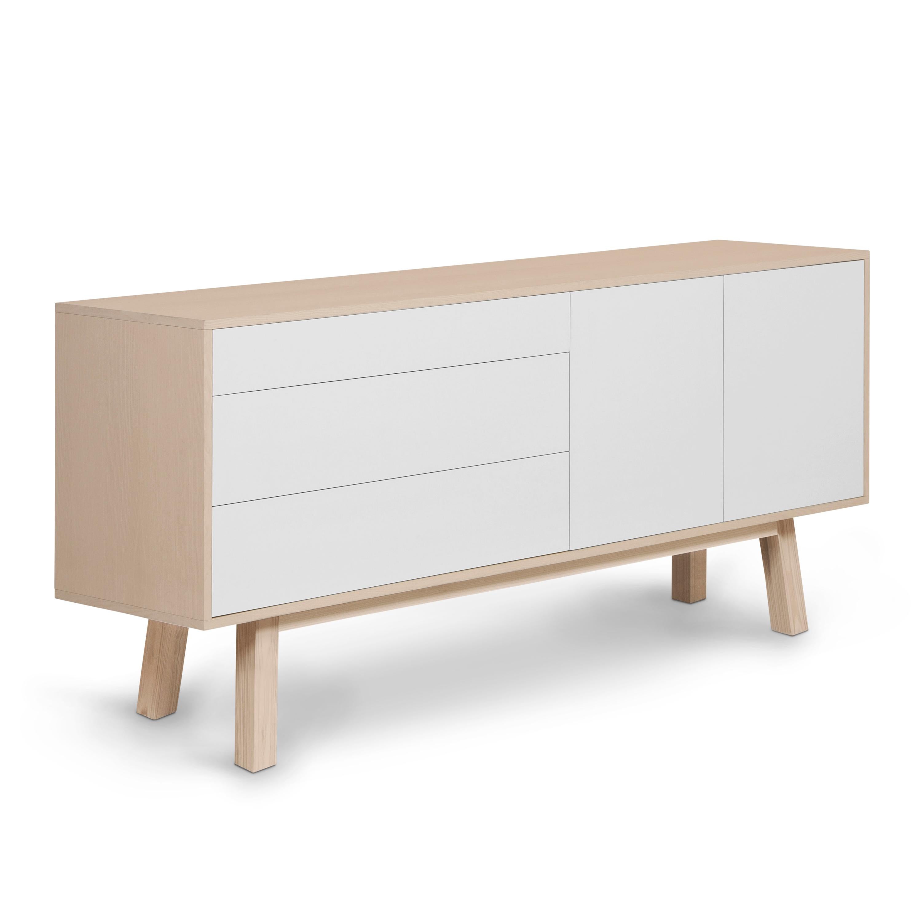 Scandinavian 2-Door 3-Drawer Higher Buffet designed by Eric Gizard, Paris For Sale 1