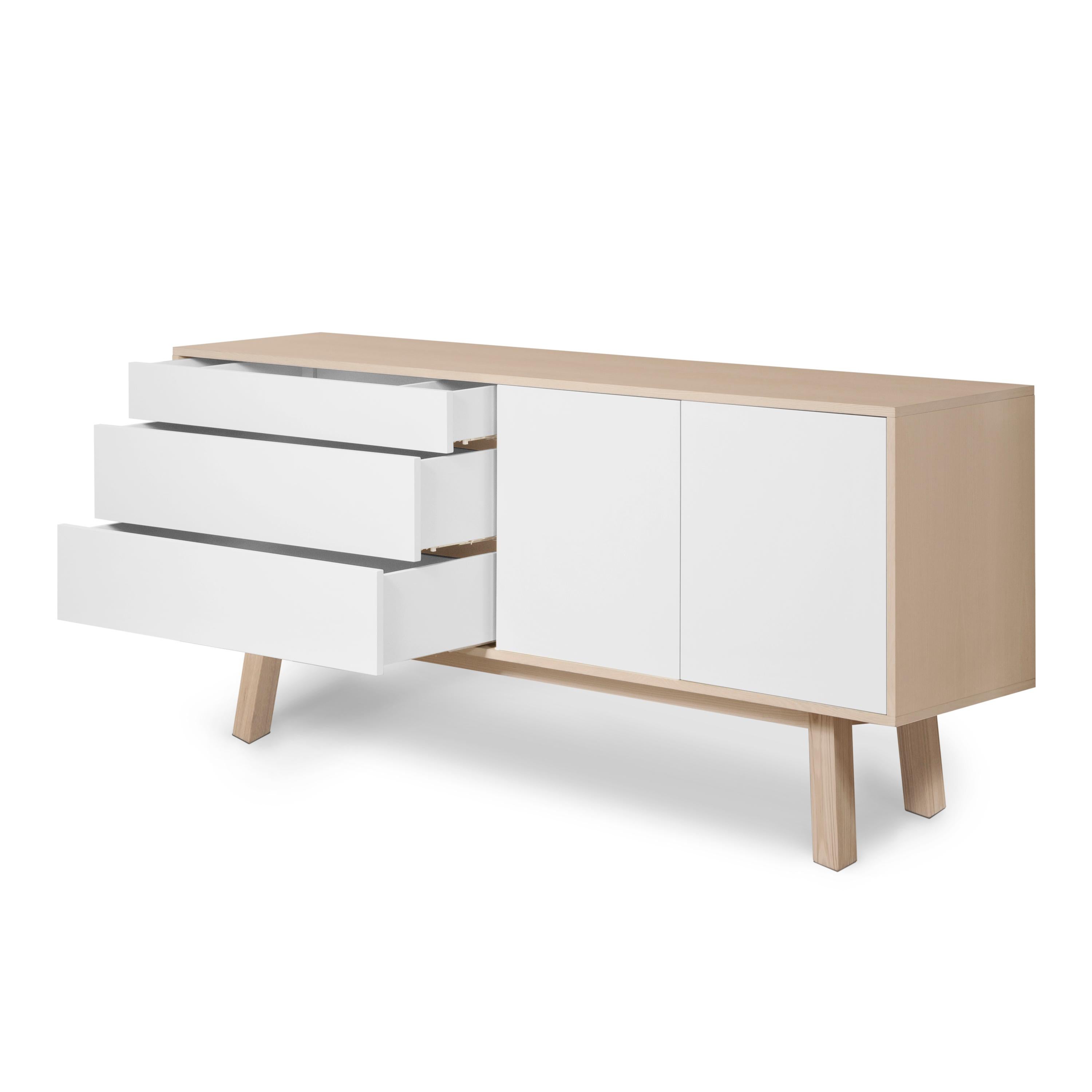 Contemporary Scandinavian 2-Door 3-Drawer Higher Buffet designed by Eric Gizard, Paris For Sale