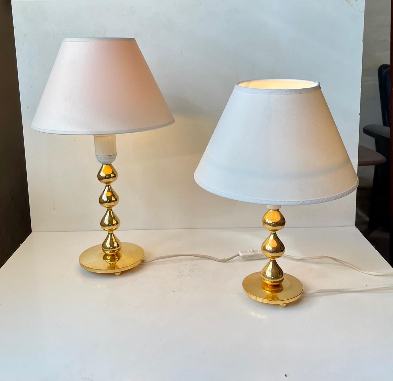 Danish Scandinavian 24 Carat Gold Plated Teardrop Table Lamps by Hugo Asmussen, 1970s For Sale