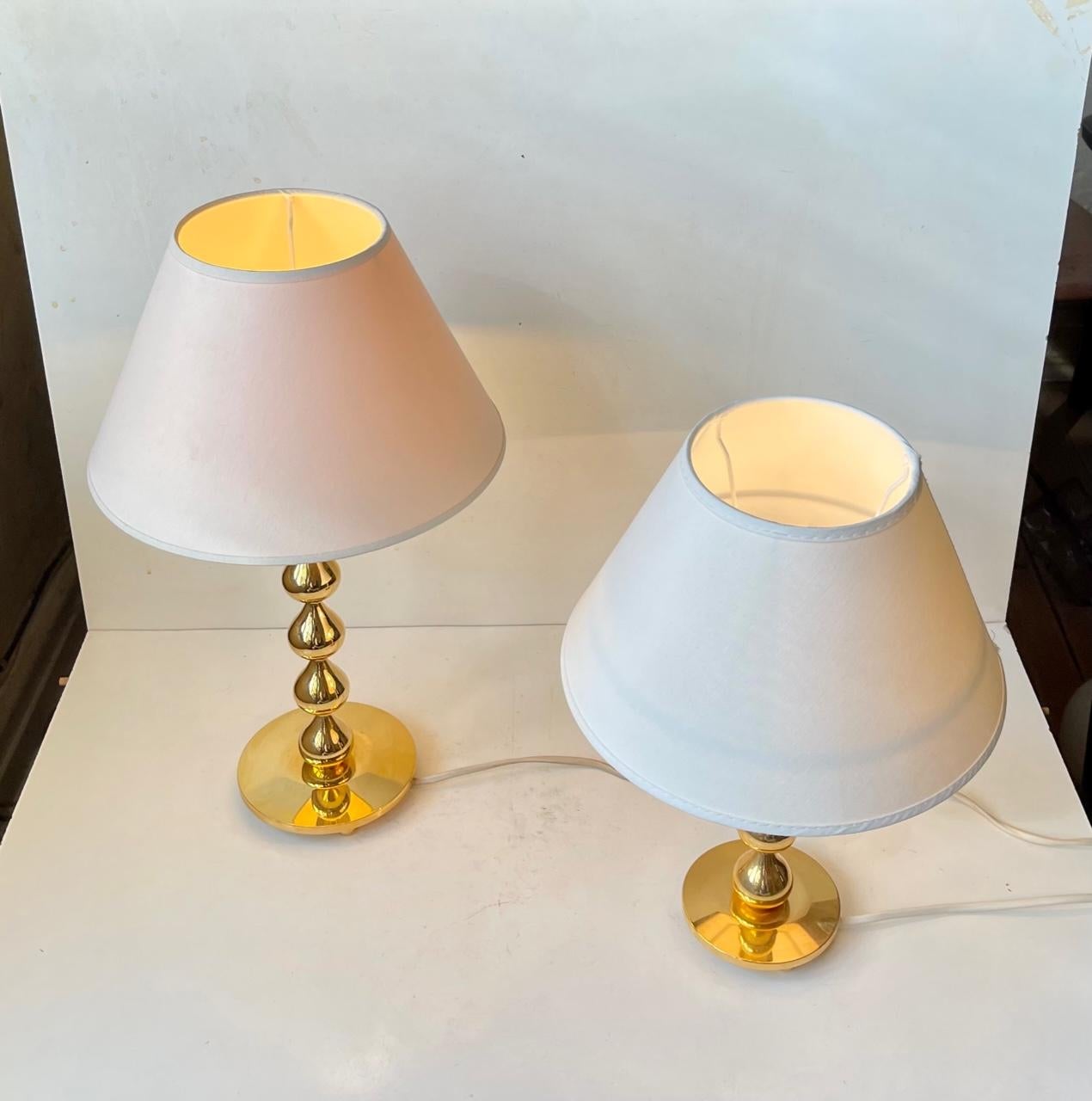 Scandinavian 24 Carat Gold Plated Teardrop Table Lamps by Hugo Asmussen, 1970s For Sale