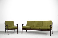 Vintage Scandinavian 3-Seater Senator Sofa and Chair by Ole Wanscher for Cado