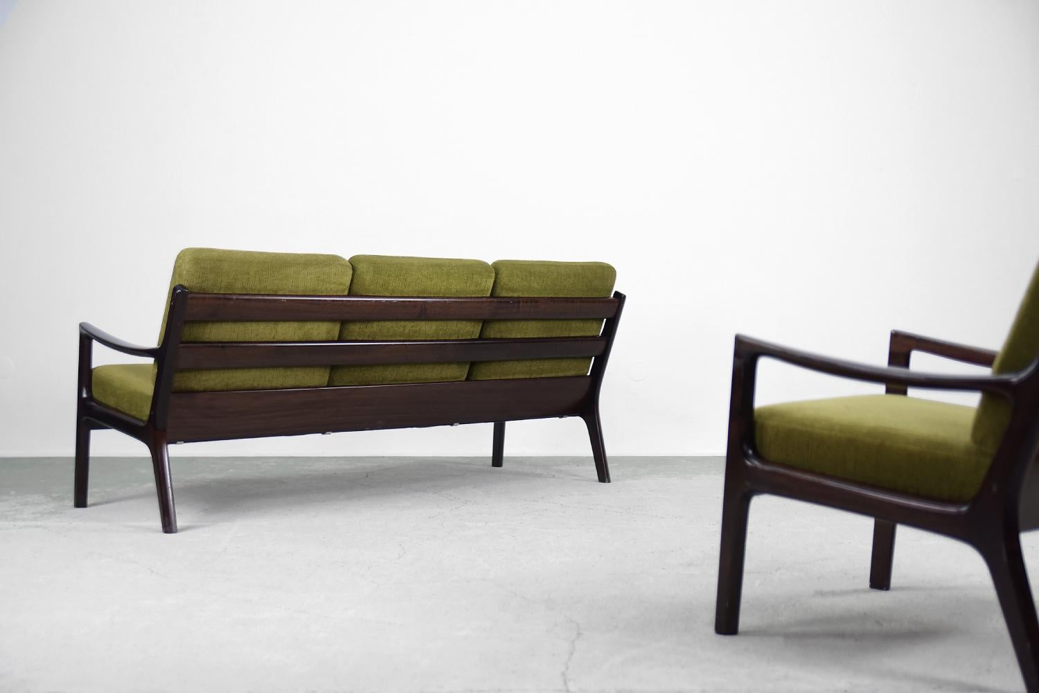 Scandinavian Modern Vintage Scandinavian 3-Seater Senator Sofa and Chair by Ole Wanscher for Cado