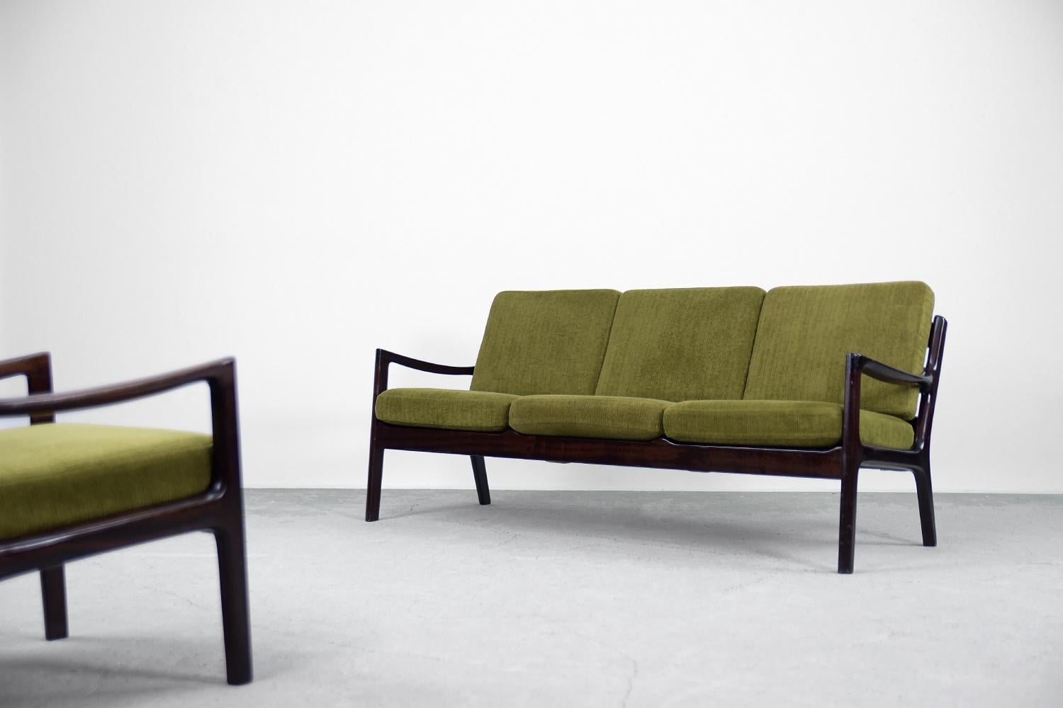 Mid-20th Century Vintage Scandinavian 3-Seater Senator Sofa and Chair by Ole Wanscher for Cado