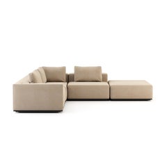 Sofá escandinavo de 3 plazas con chaise longue Landform de madera y textil