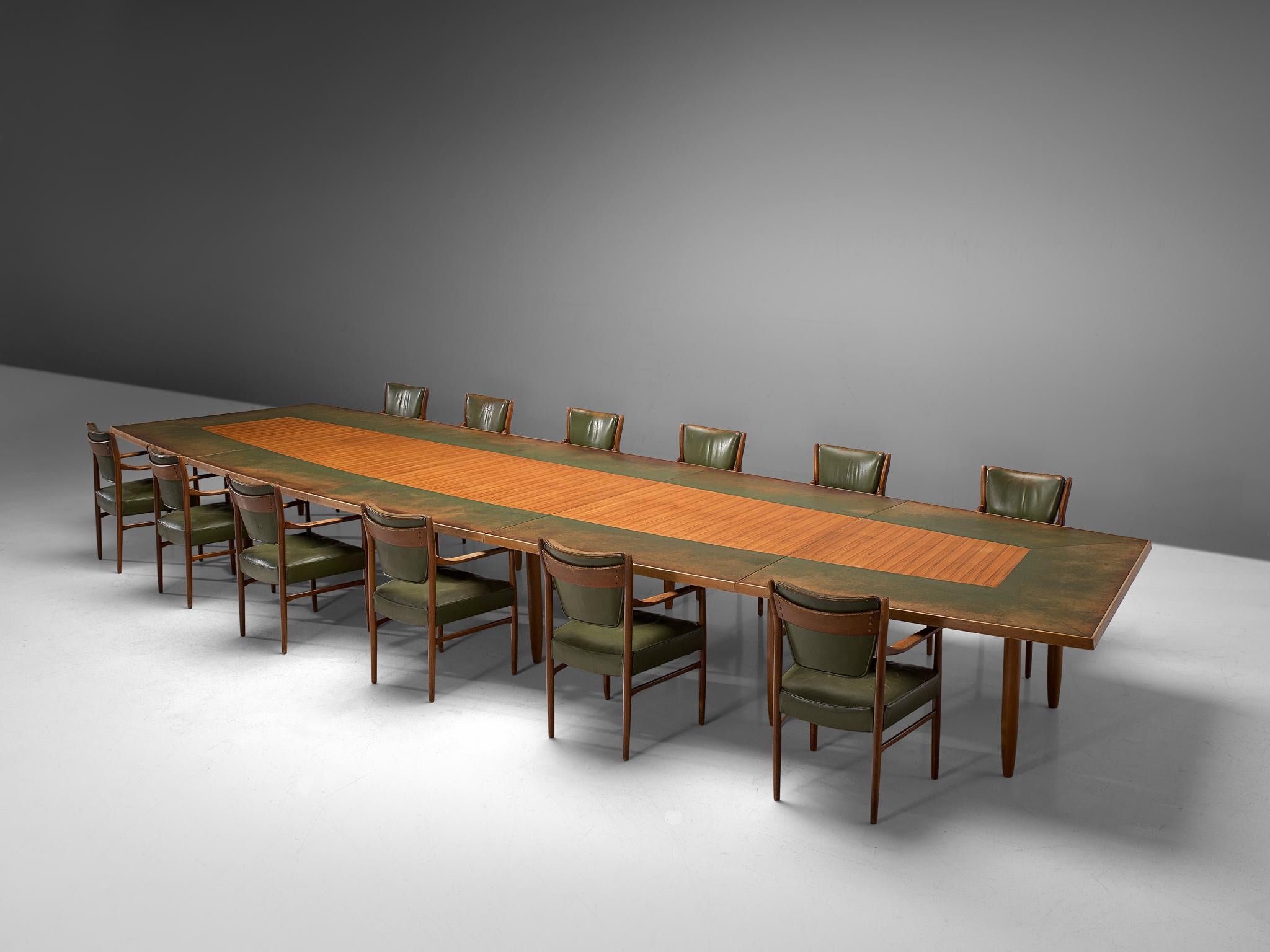 Scandinavian Freeform Table with Leather Inlay 5