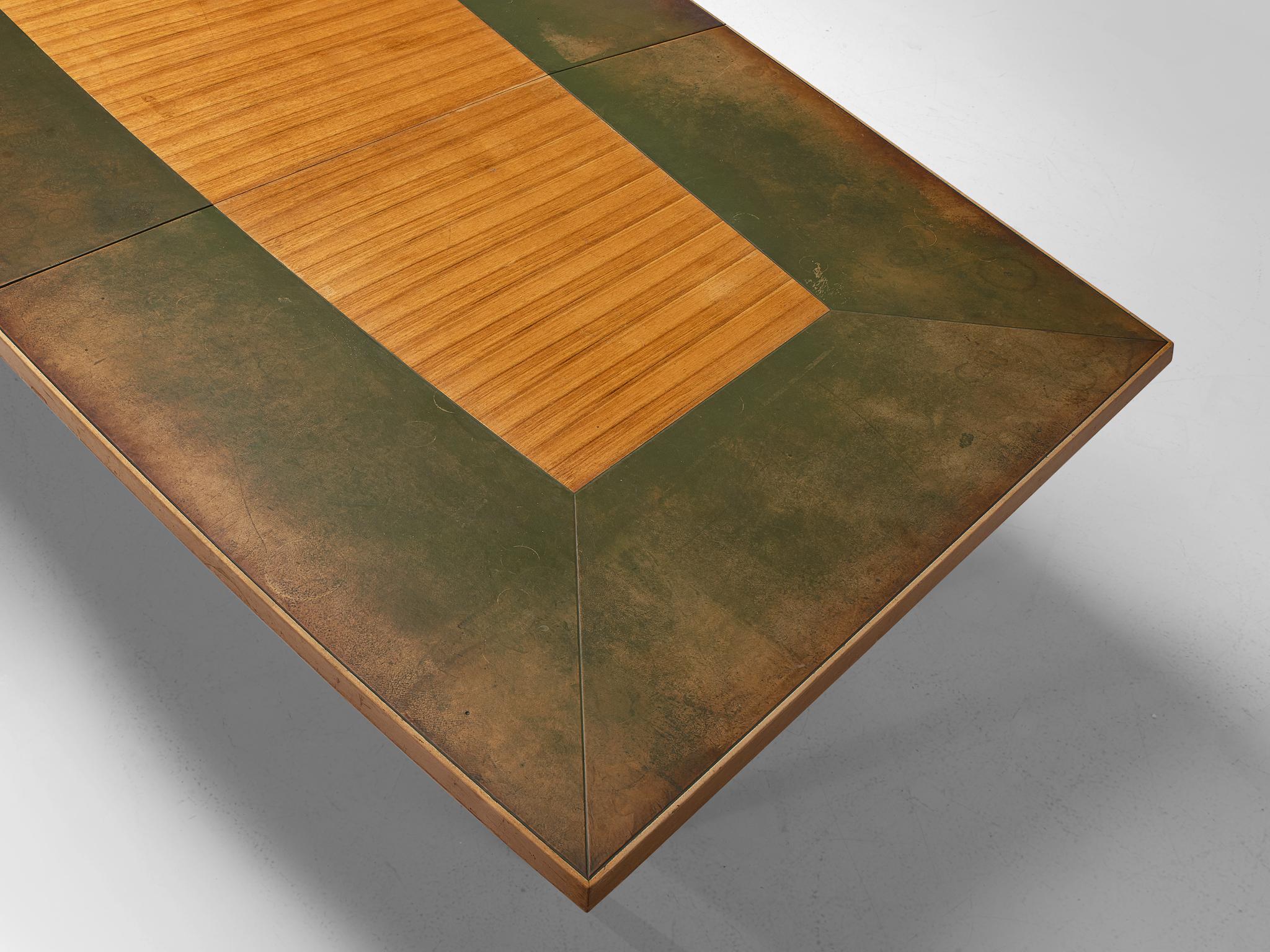 Scandinavian Long Freeform Table with Leather Inlay 2