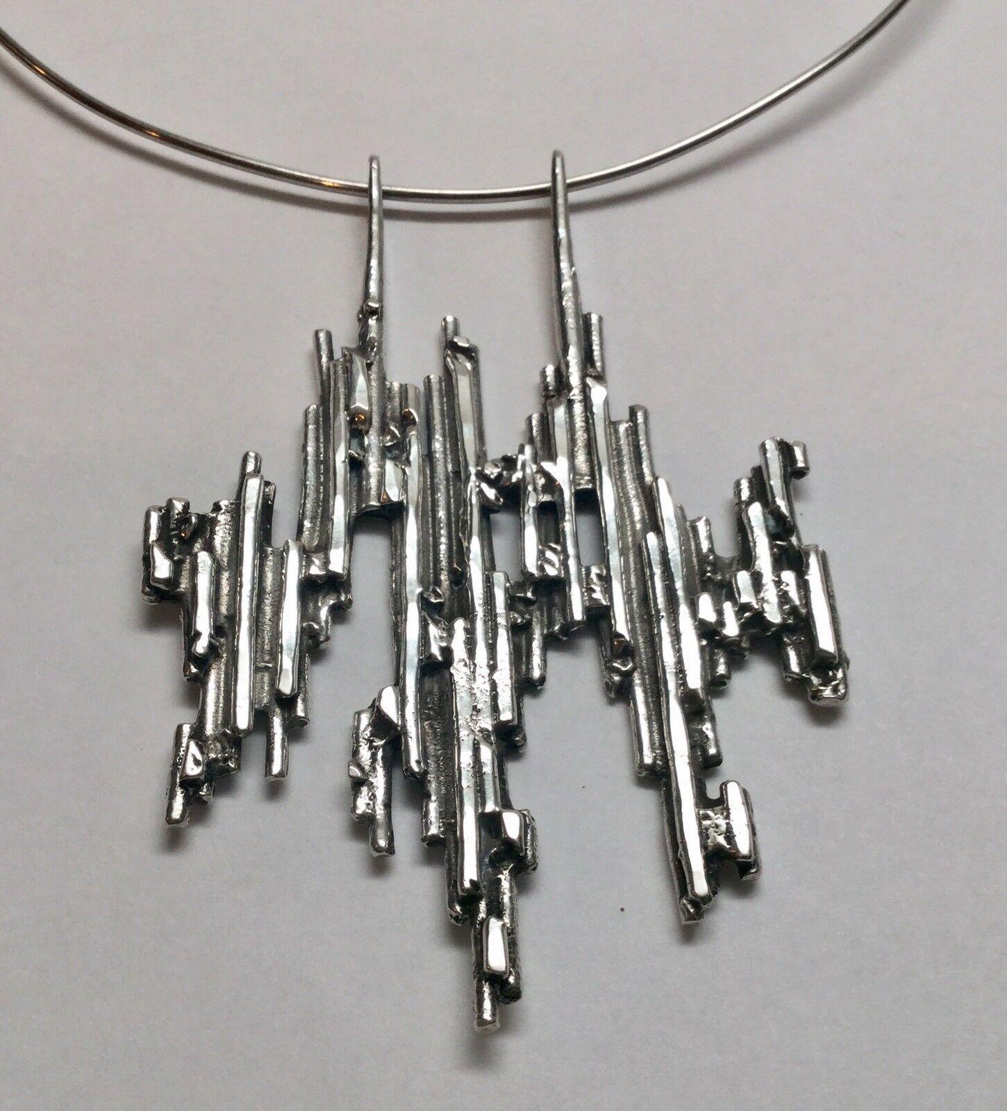 Donna Collana scandinava con ciondolo in argento 835 I.B.H. in stile corteccia modernista in vendita