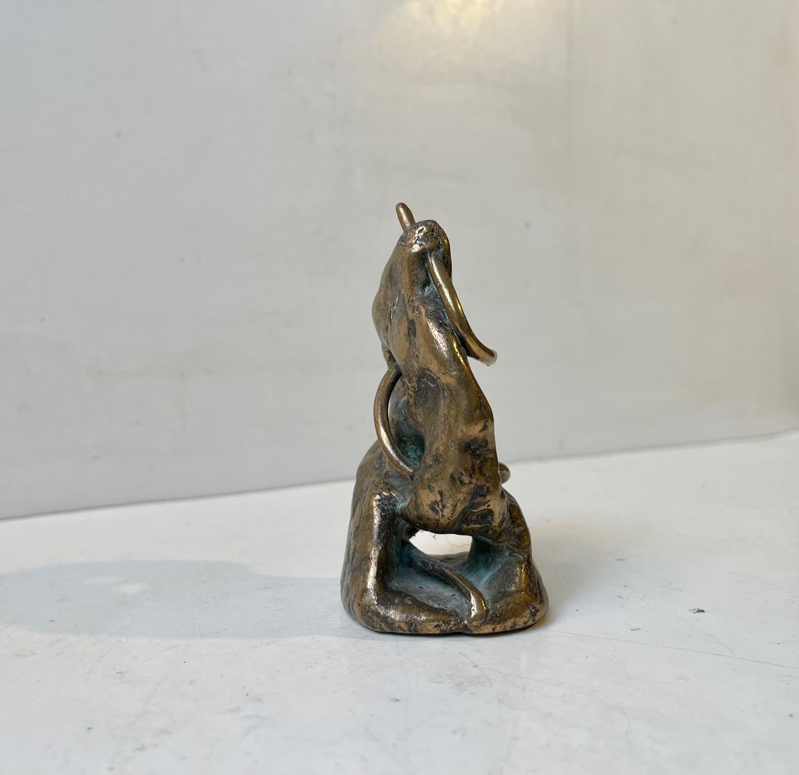 Scandinavian Abstract Brutalist Sculpture in Bronze, Signed, 1990 For Sale 1