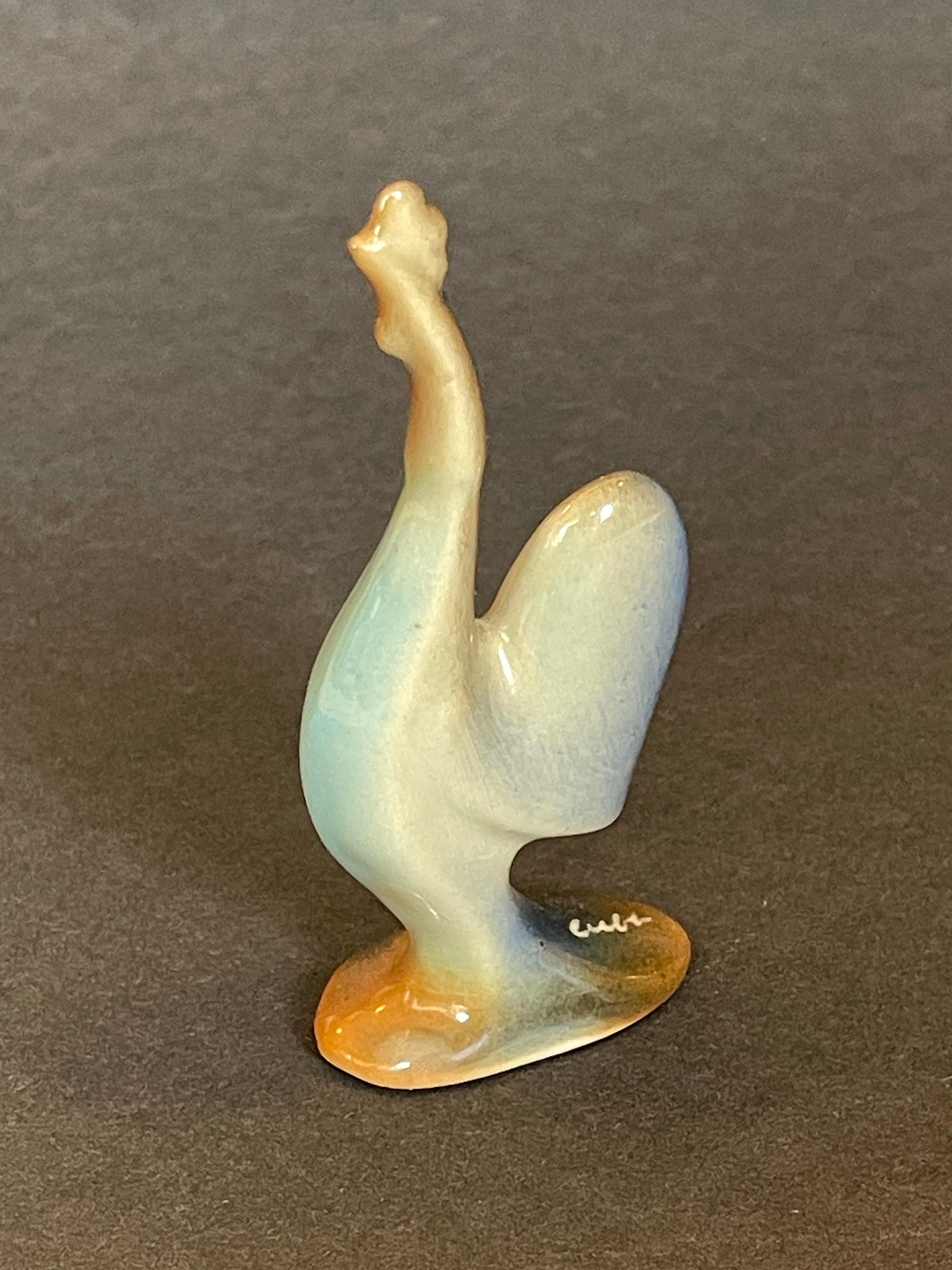 Hand-Crafted Scandinavian Abstract Rooster Studio Ceramic, Mid-Century, Signed For Sale