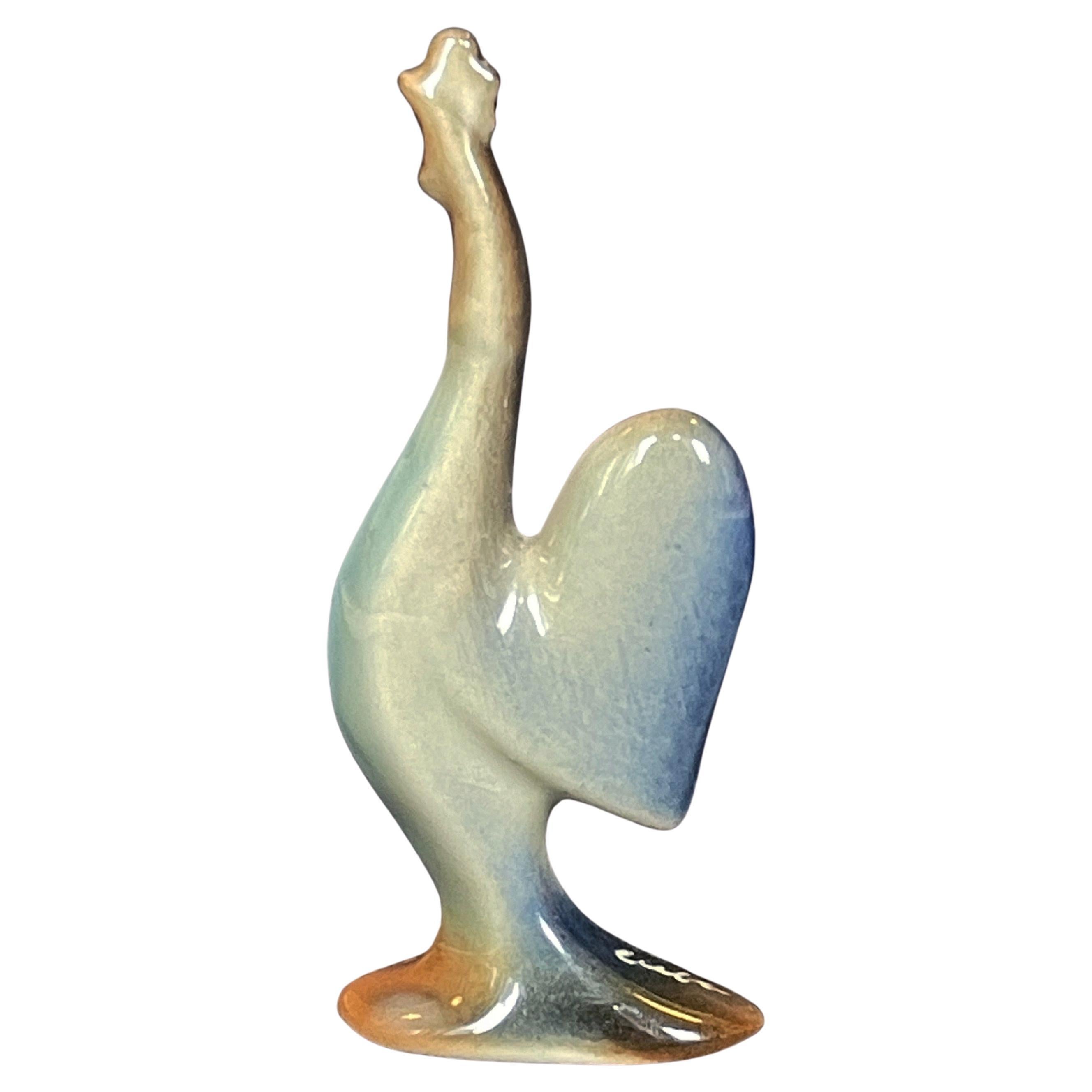 Scandinavian Abstract Rooster Studio Ceramic, Mid-Century, Signed For Sale