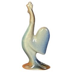Scandinavian Abstract Rooster Studio Ceramic, Mid-Century, Signed