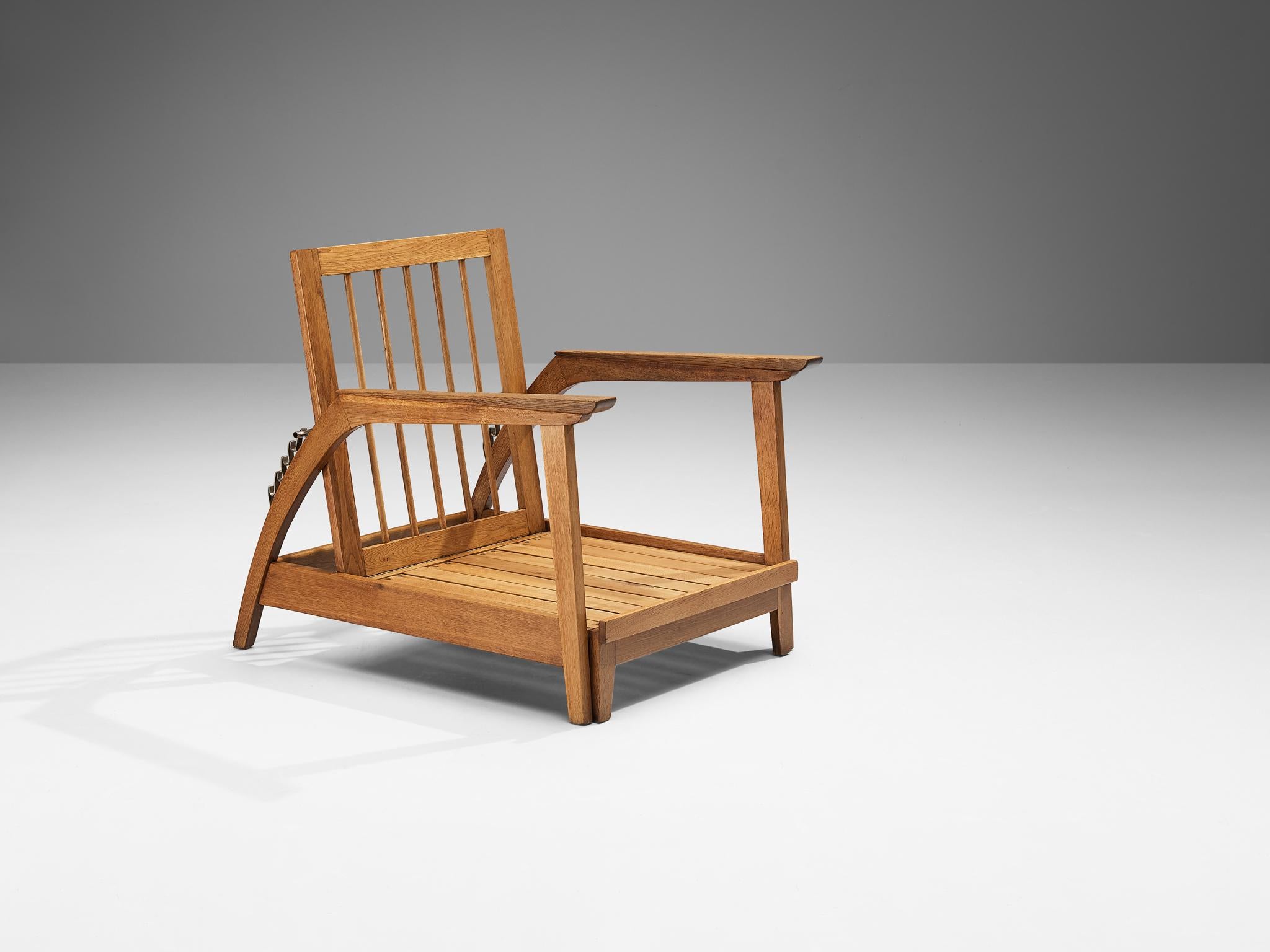 Scandinavian Adjustable Chaise Longue in Oak 3