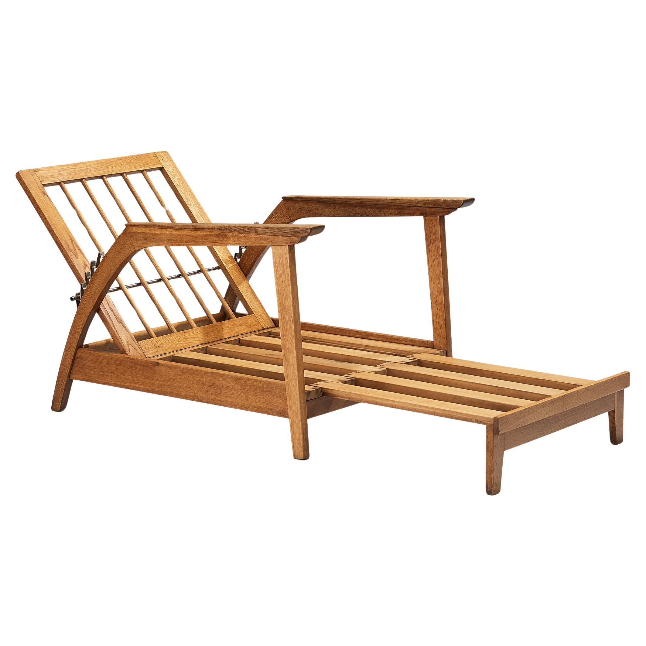 Scandinavian Adjustable Chaise Longue in Oak